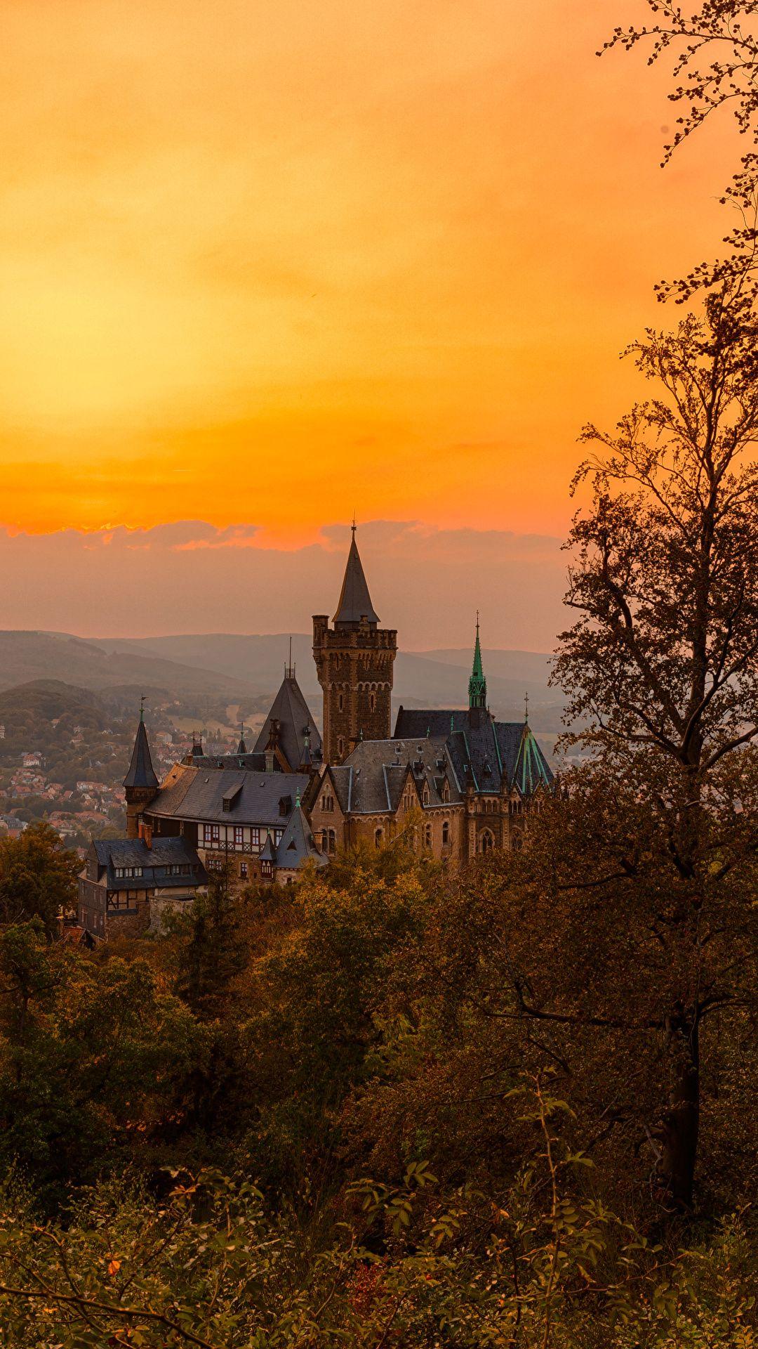 1080x1920 Wallpaper Germany Wernigerode Autumn Castles sunrise and 1080x1920