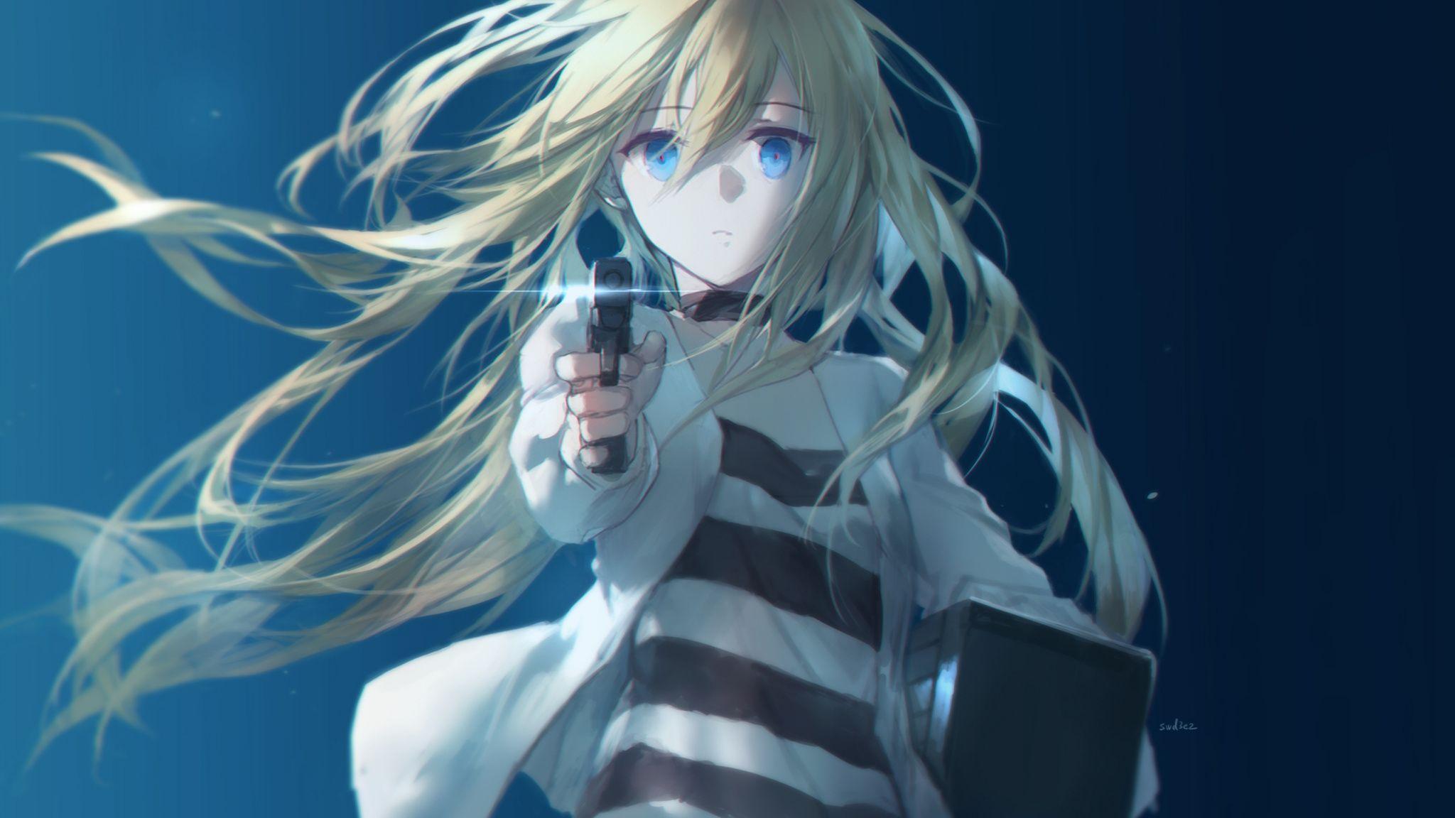 2048x1152 Download Satsuriku no Tenshi, Rachel Gardner, angel of death, anime girl wallpaper, 2048x Dual Wide, Widescreen