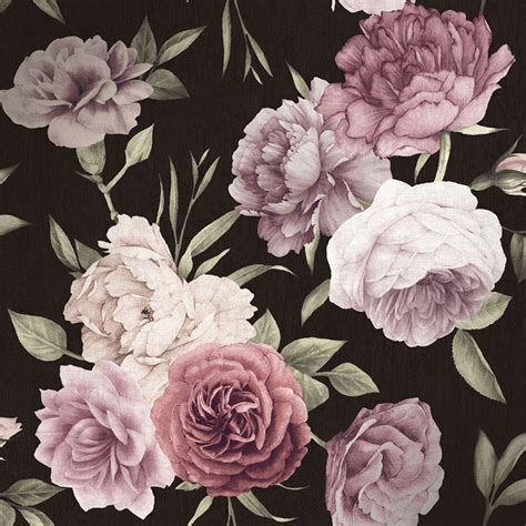 474x474 Dark Pink and Black Flower Wallpaper .