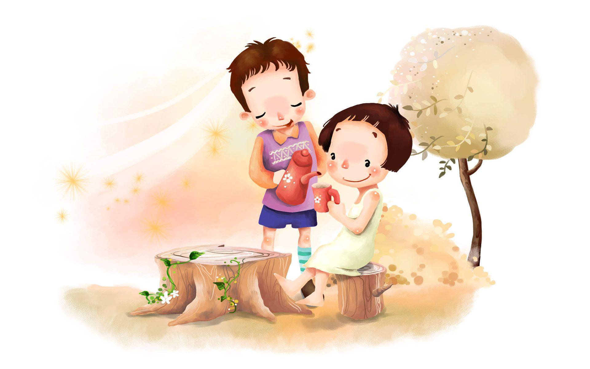 1920x1200 Cute Cartoon Couple Wallpaper For Mobile