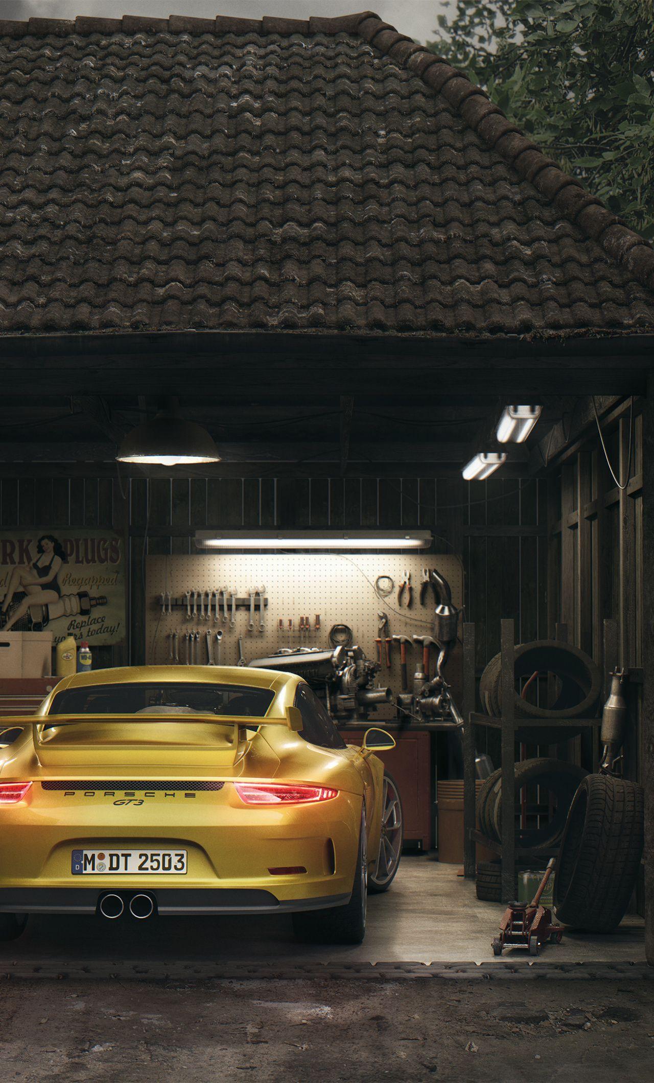 1280x2120 Download Porsche 911 GT yellow, rear view wallpaper, 1280x iPhone 6 Plus