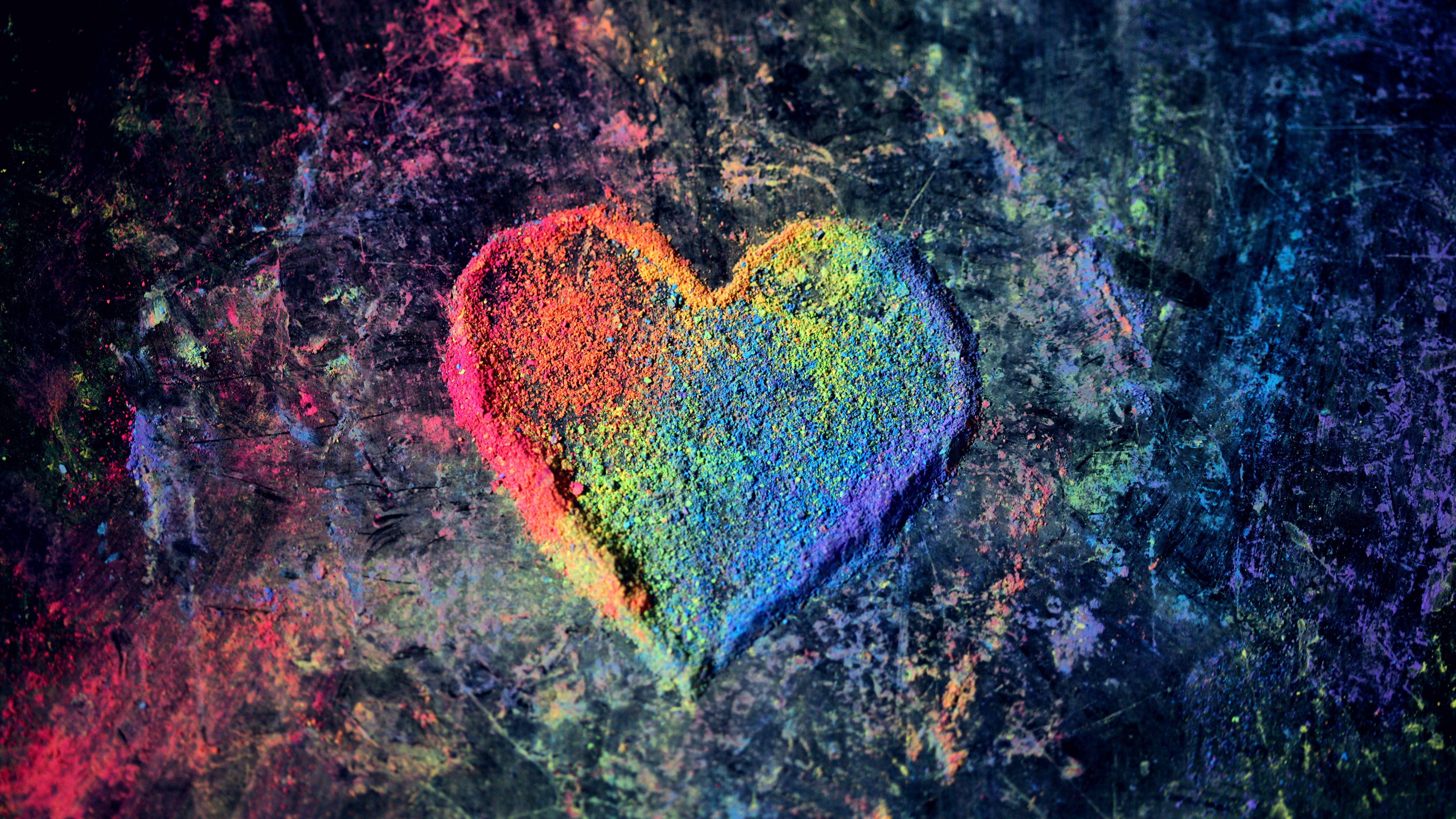 5120x2880 Colorful Valentine Love Heart 4K 5K Wallpaper