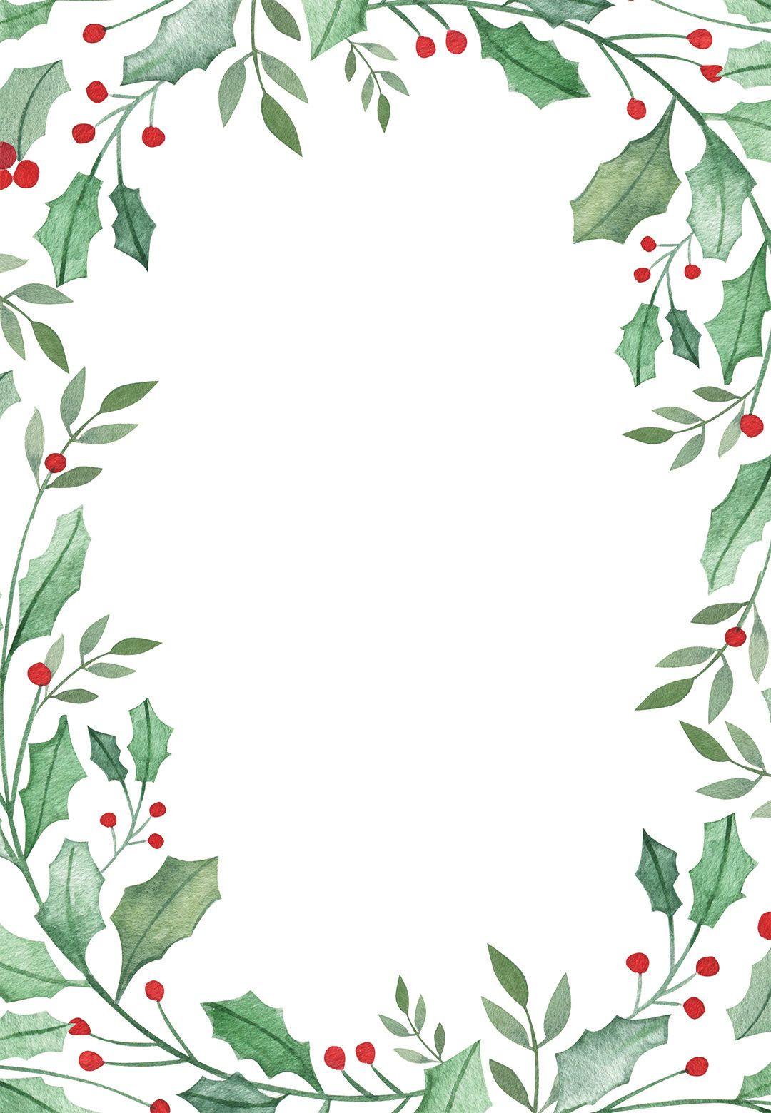 1080x1560 Leaf & Holly Border Christmas Invitation Template. Greetin. Christmas invitations template, Free christmas invitation templates, Christmas phone wallpaper