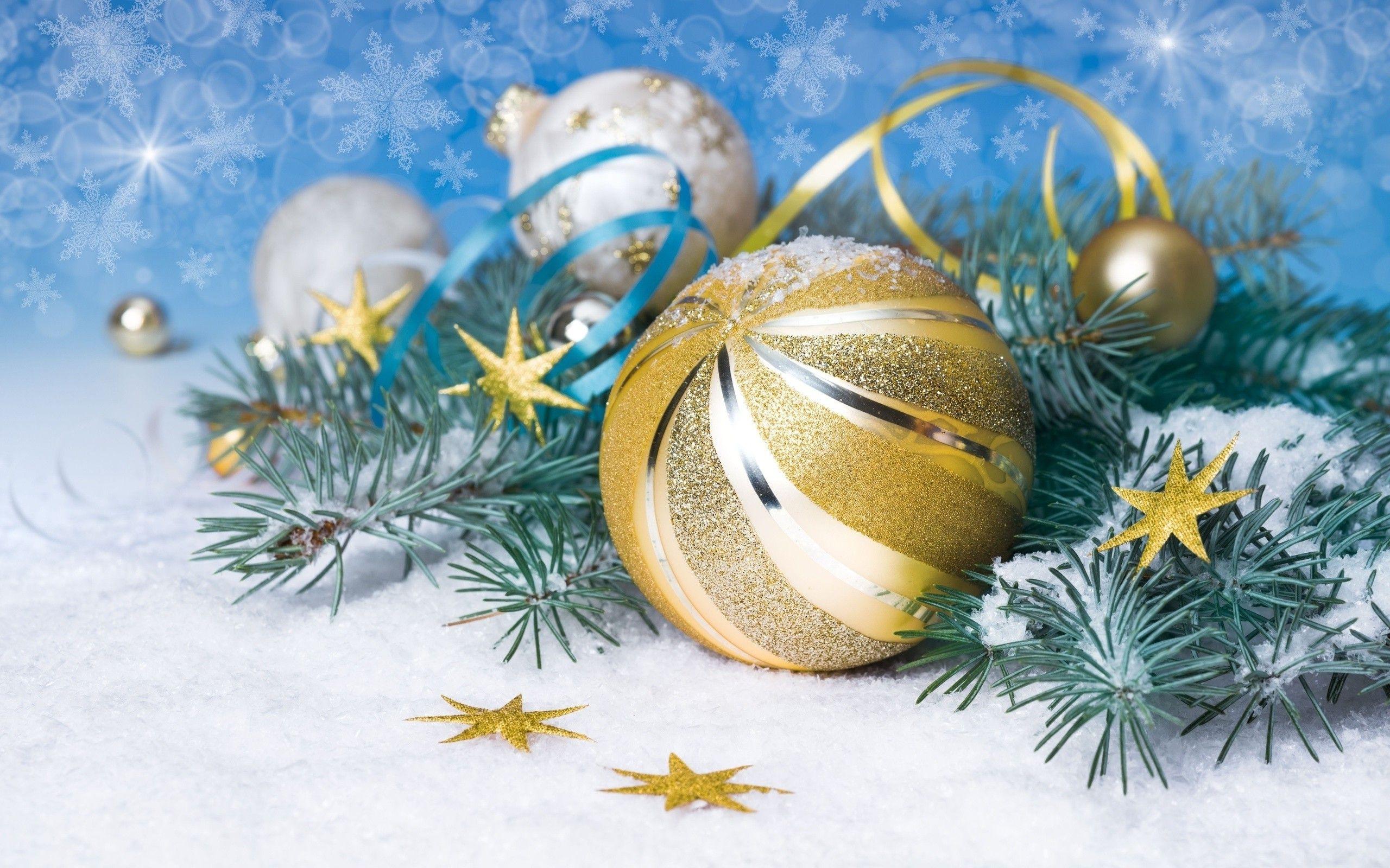 2560x1600 new year christmas ornaments leaves stars wallpaper