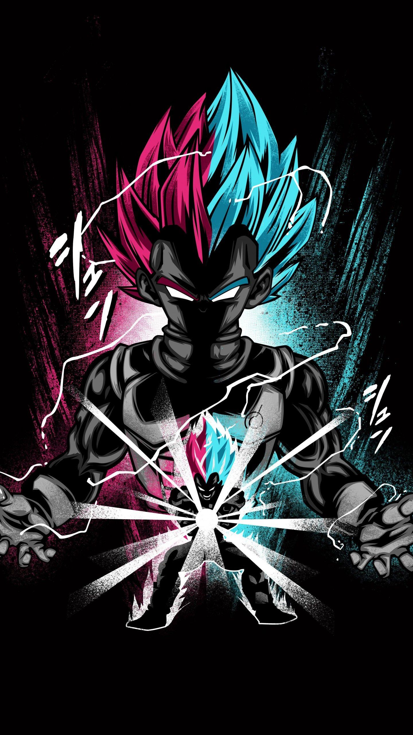 1440x2560 Vegeta 4K Wallpaper, Dragon Ball Z, Anime series, Black background, AMOLED, 5K, 8K, Graphics CGI
