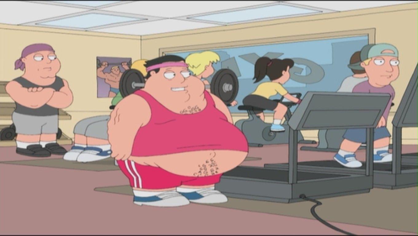 1360x768 Fat Guy on an Exercise Ball. Blubber To Runner