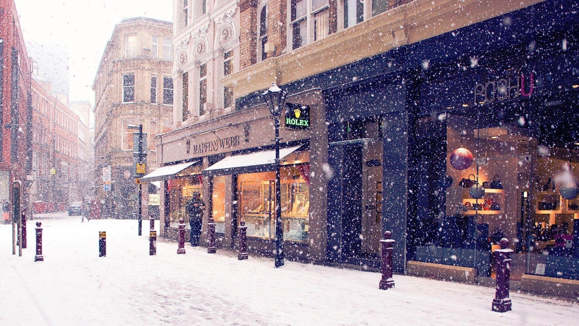 1920x1080 City Snow Wallpaper