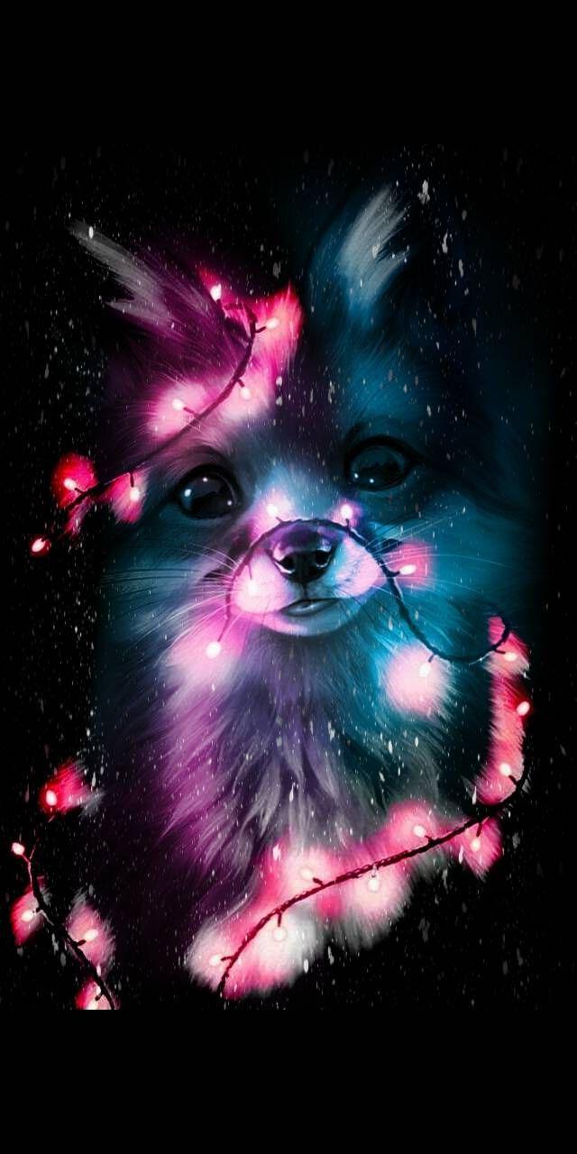 640x1280 Neon Fox Wallpaper