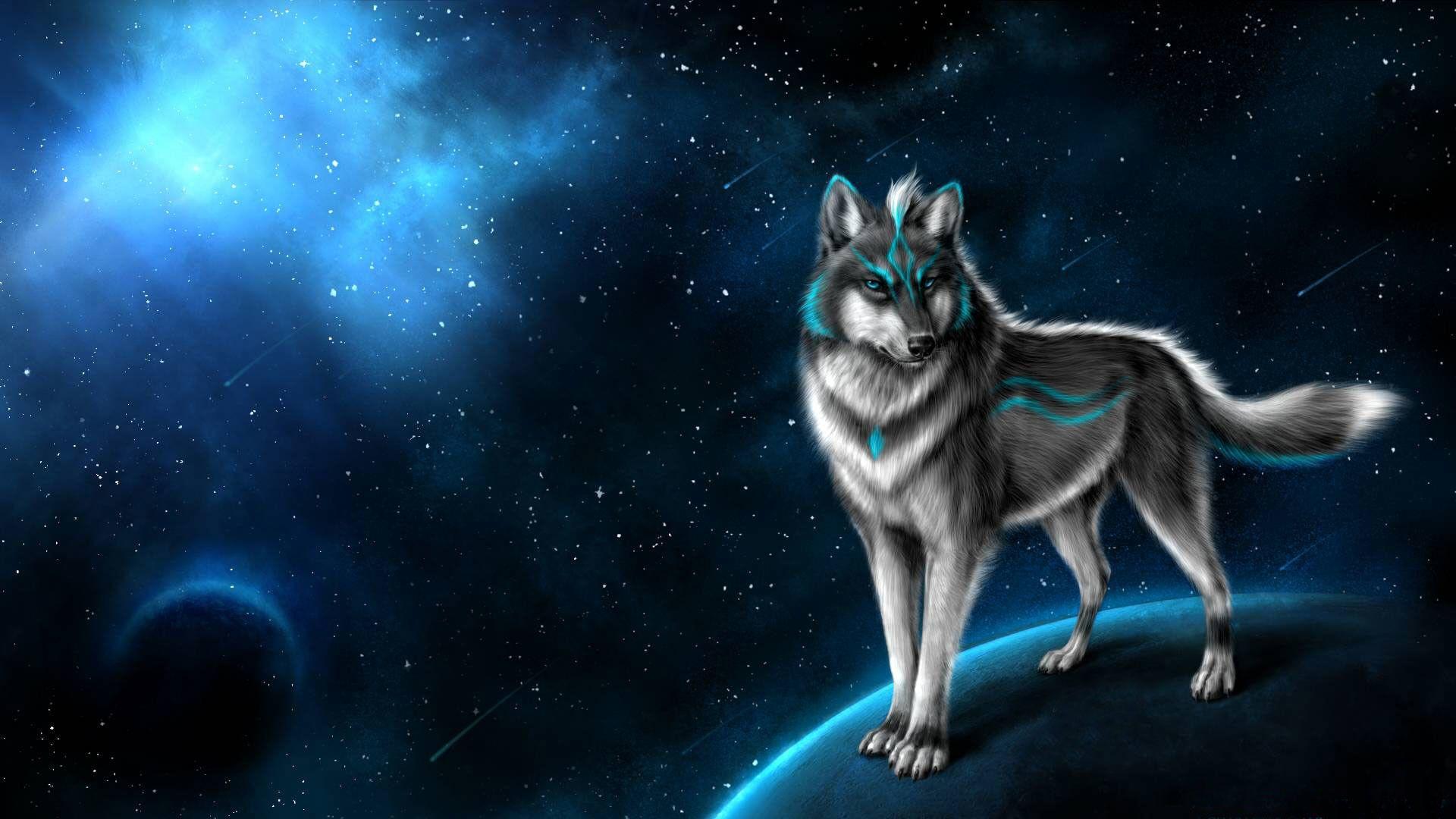 1920x1080 hd pics photo attractive best fox animated neon blue light nebula stars planet HD quality desktop