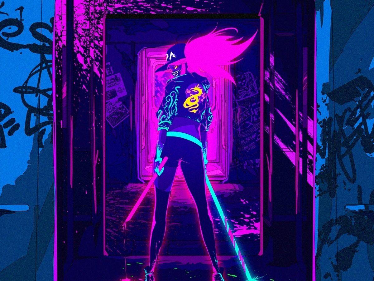 1200x900 Artwork, League Of Legends, Akali, Online Game, Neon, Fox Tik Tok