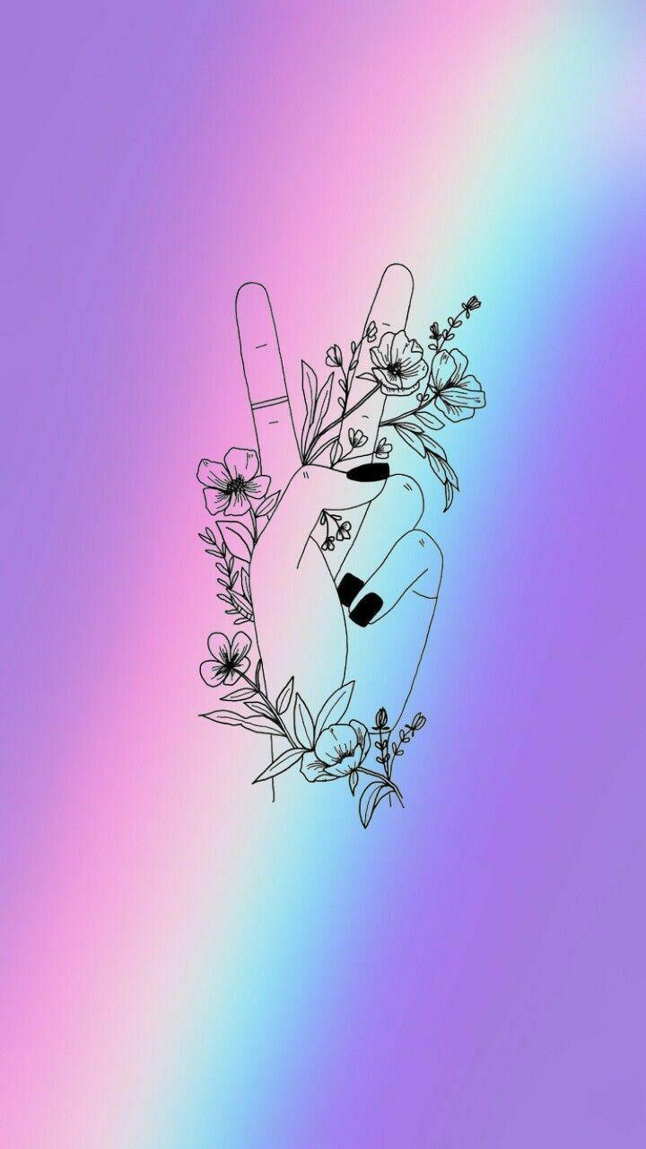 720x1280 Peace Sign Hand With Flowers