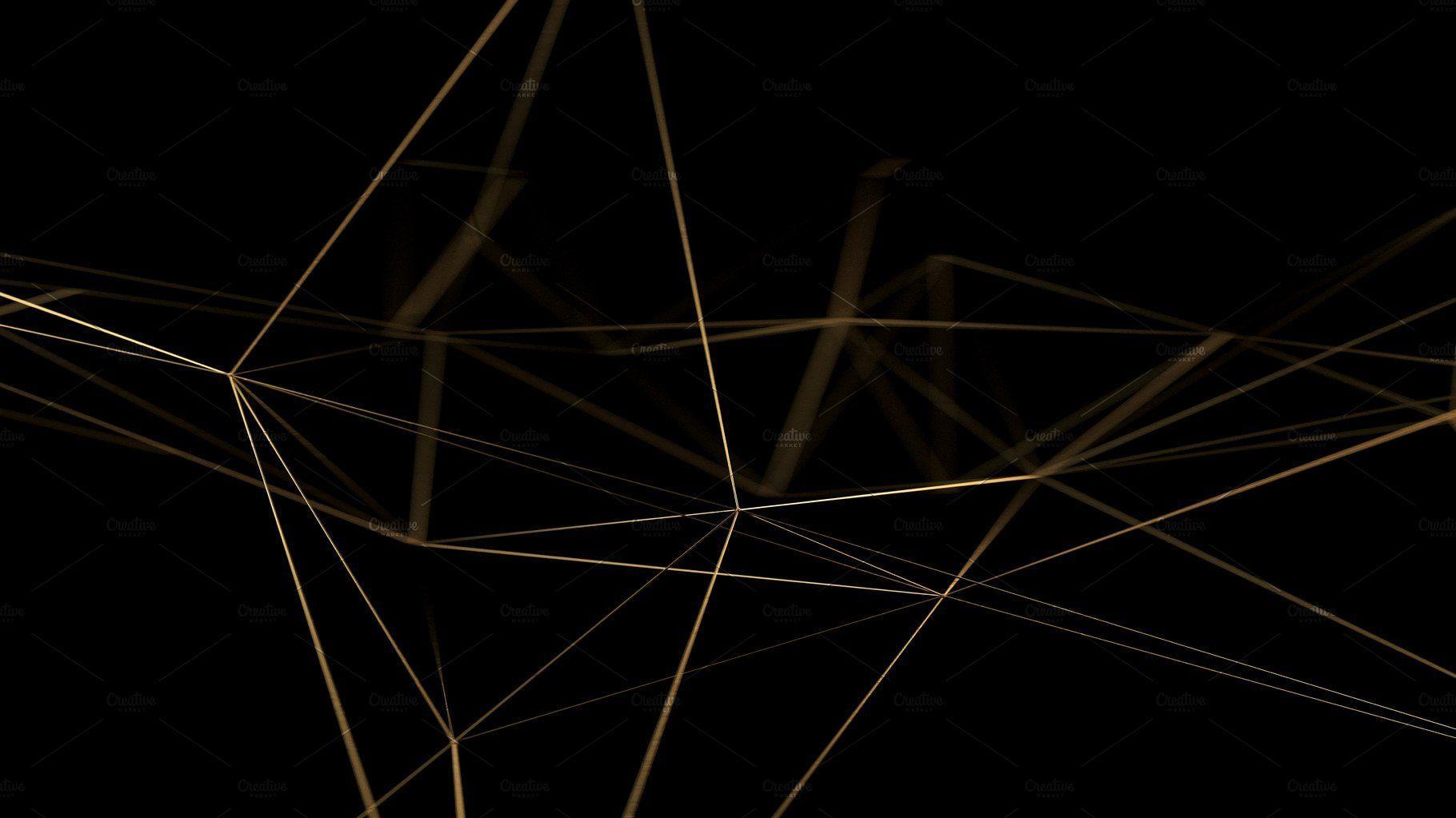 1820x1023 Gold lines on black background. Black abstract background, Black background, Gold background