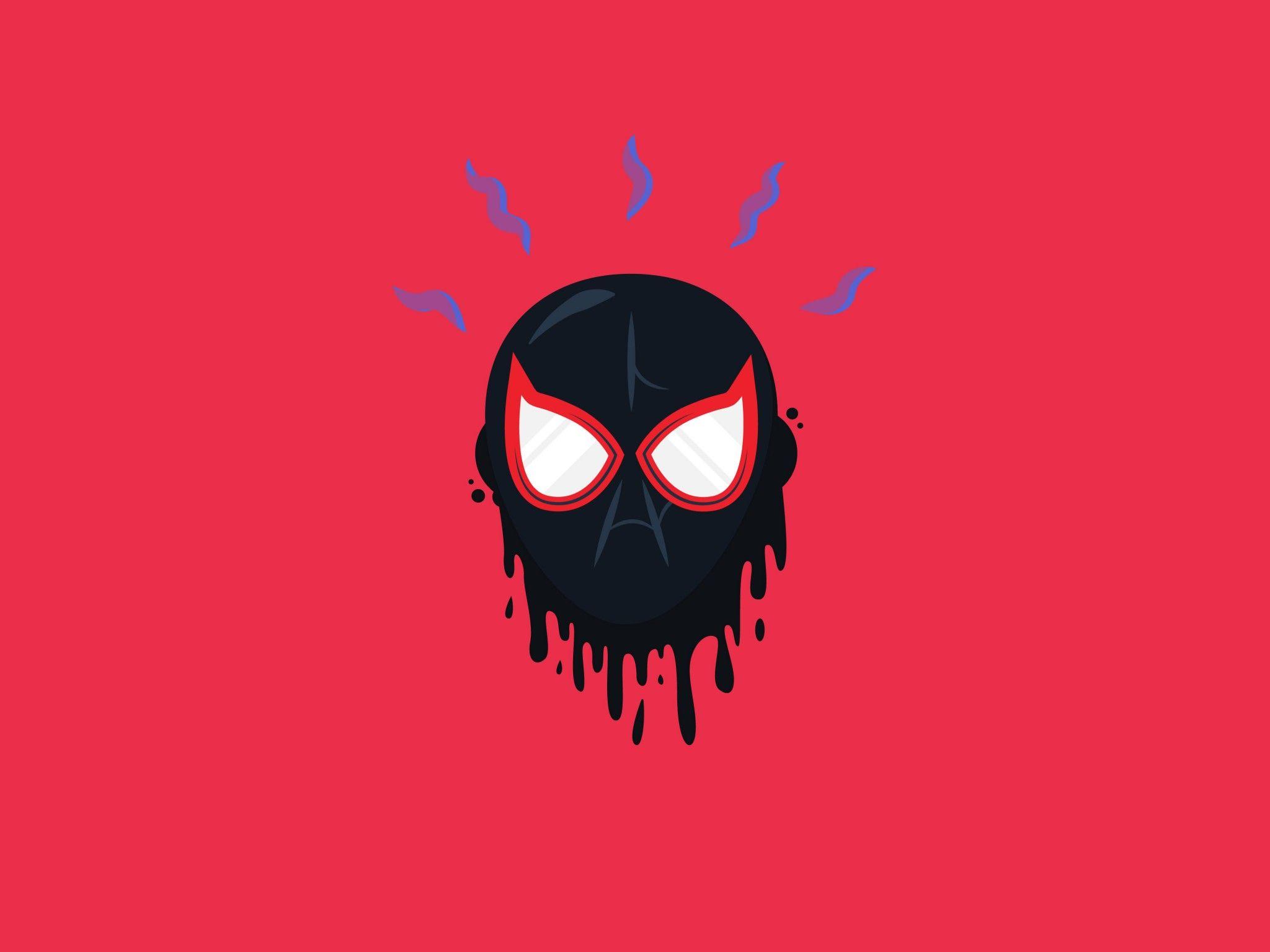 2048x1536 Miles Morales 4K Wallpaper, Spider Verse, Magenta Background, Red Background, Graphics CGI