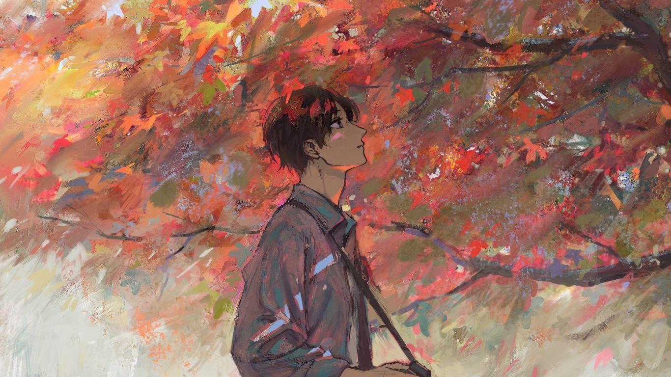 1366x768 Anime Aesthetic Guy Wallpaper