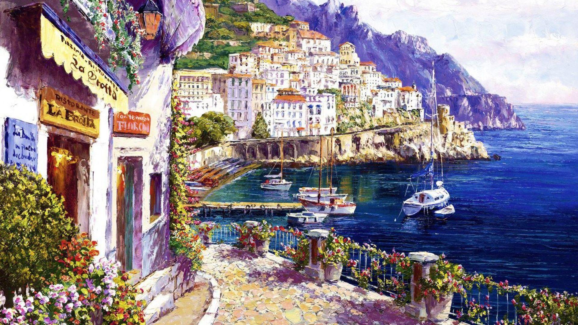 1920x1080 Pretty Amalfi Coast Italy desktop PC and Mac wallpaper