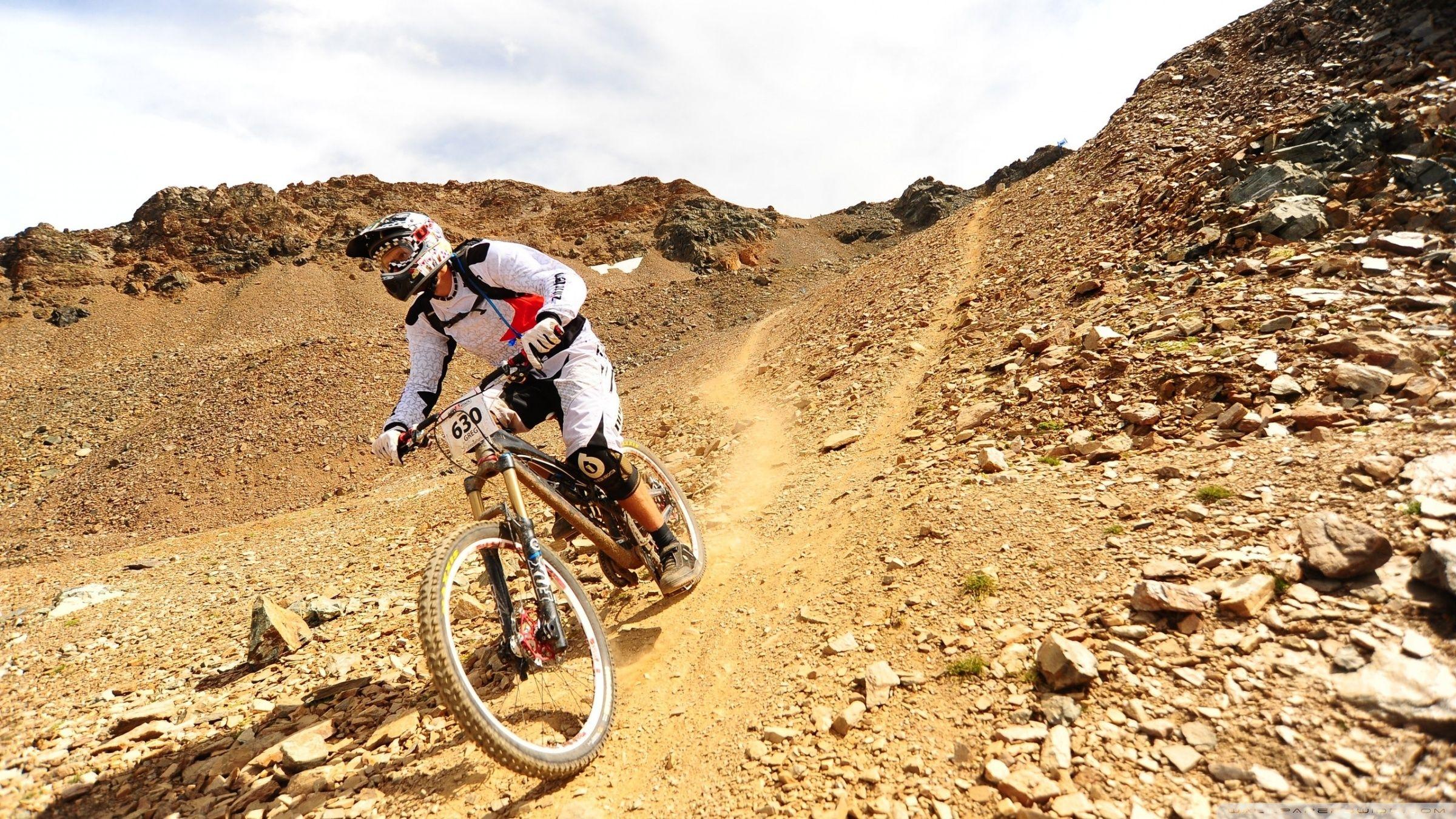 2400x1350 Mountain Biking Wallpaper