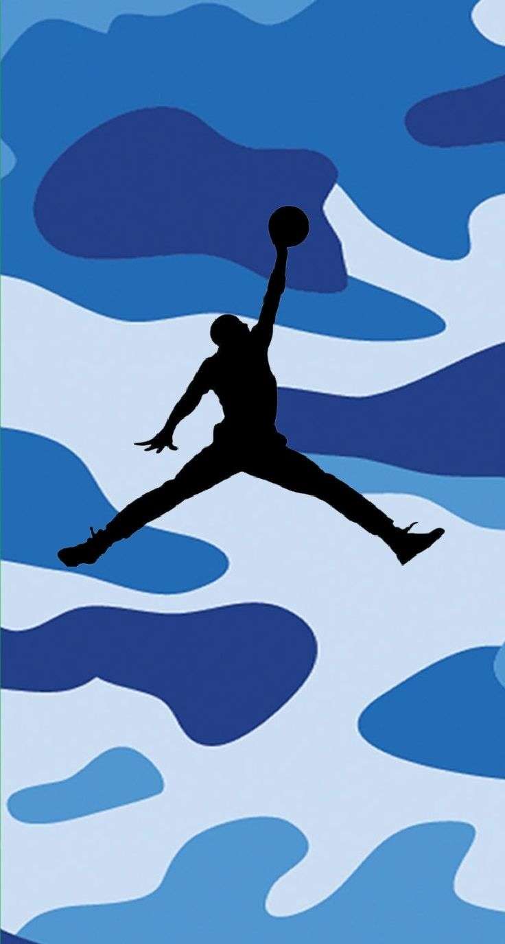 736x1376 Blue Wallpaper Jordans Logo
