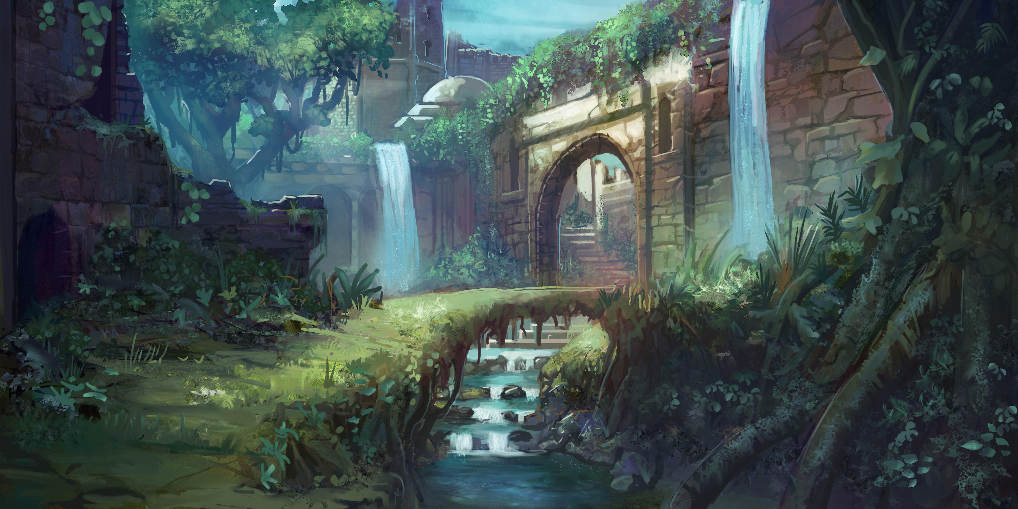 4000x2000 Jungle Anime Wallpaper