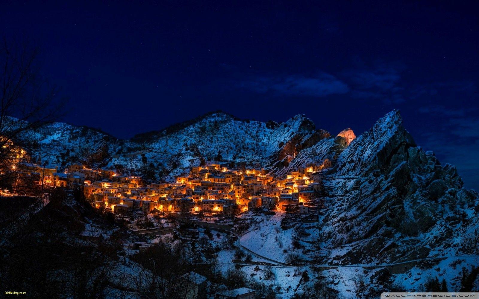 1600x1000 Castelmezzano at Night Italy 4k HD Desktop Wallpaper for 4k Lovely
