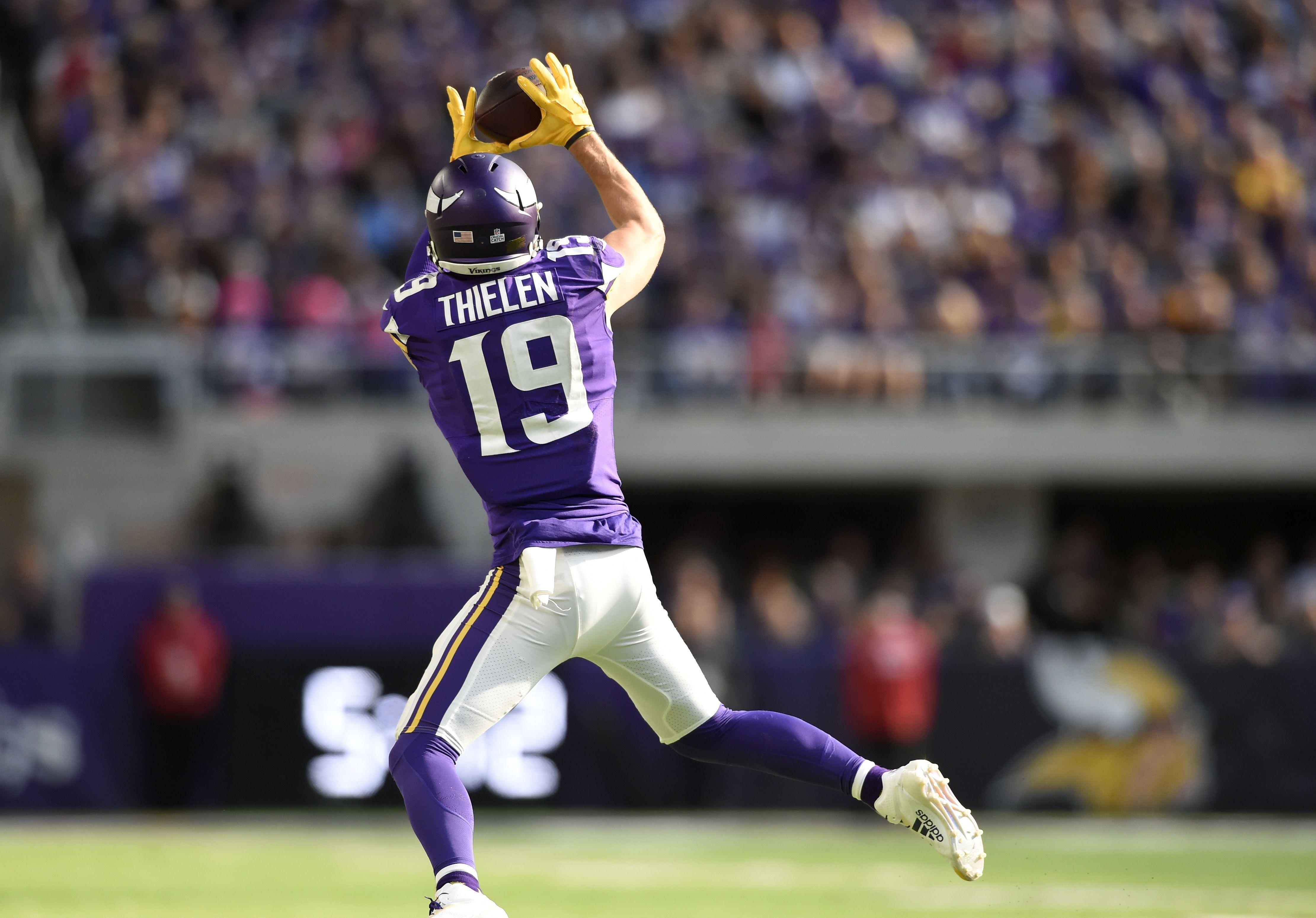 Adam Thielen, Minnesota Vikings, NFL, american football, portrait, purple  stone background, HD wallpaper