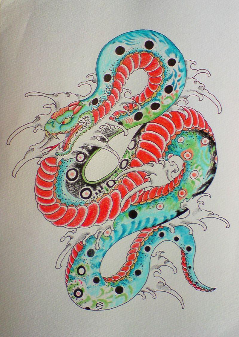 800x1128 Japanese Zodiac Snake Tattoo
