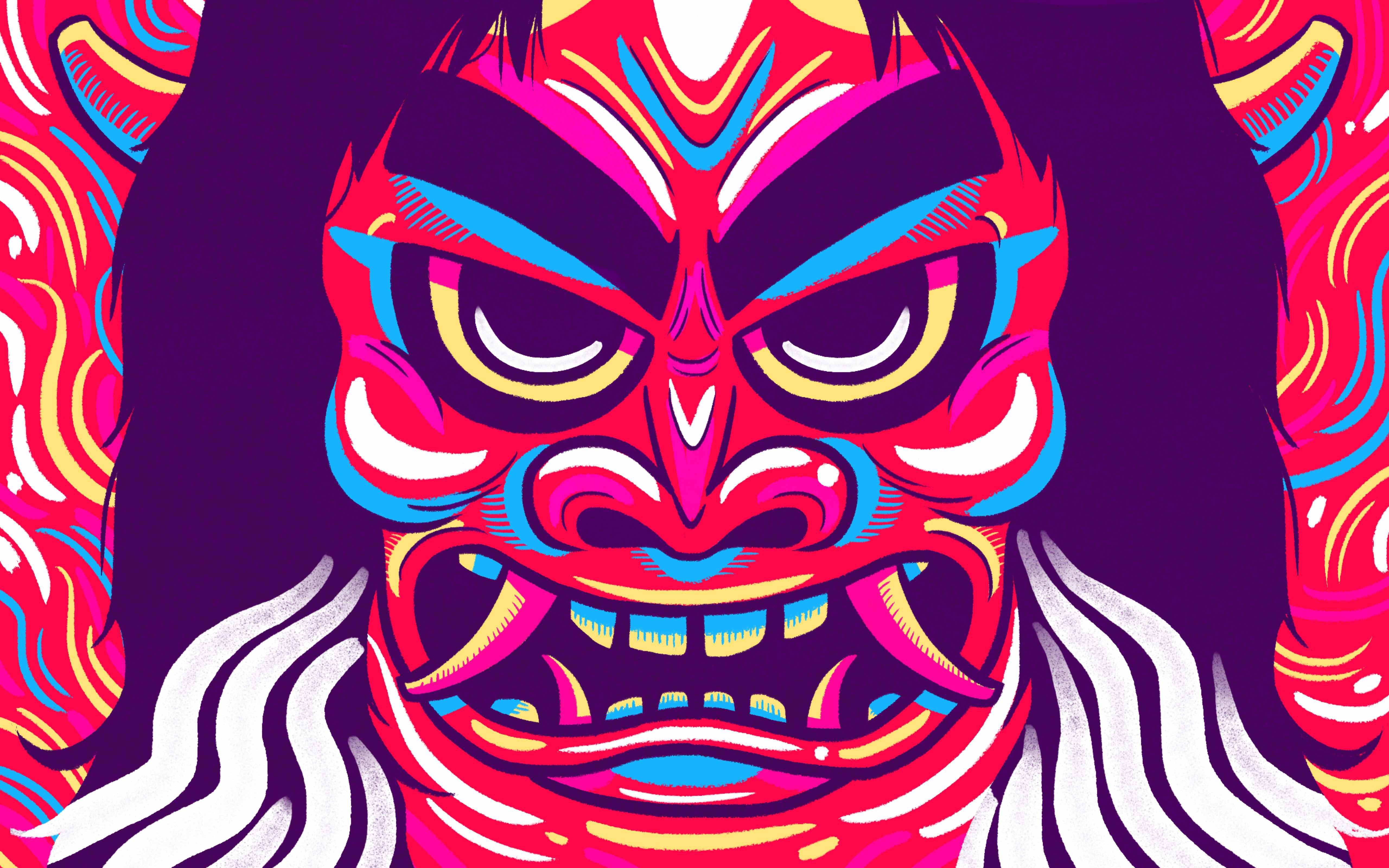 5120x3200 Japanese Demon Art Wallpaper .