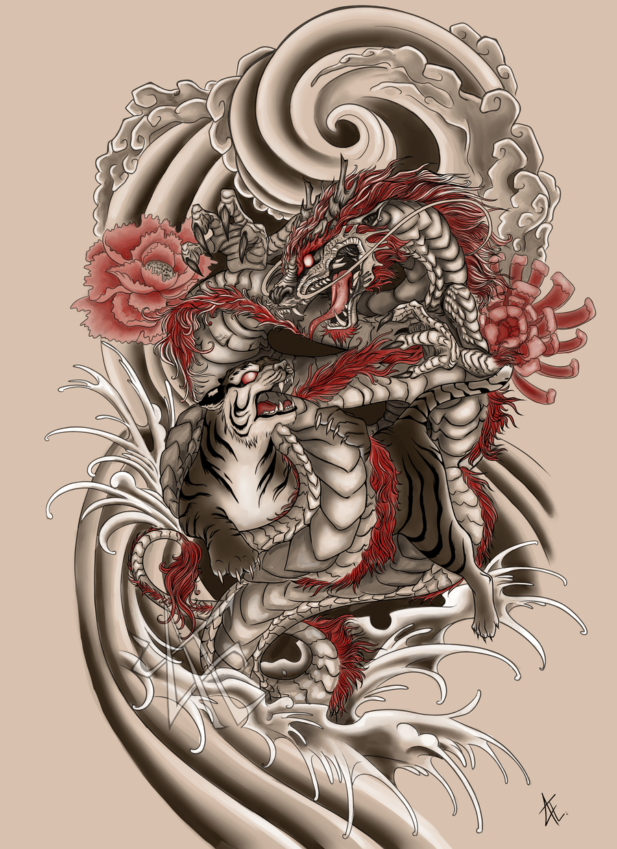 900x1238 Japanese Dragon Art Wallpaper