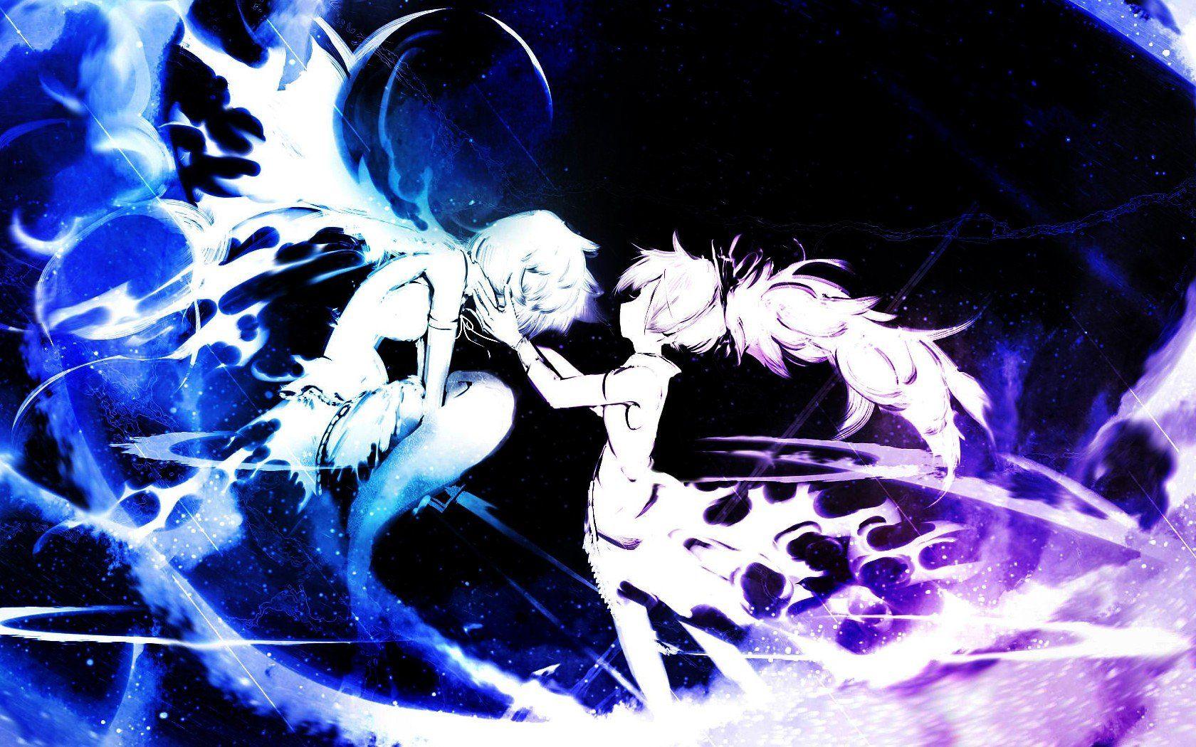 1680x1050 Blue purple Mahou Shoujo Madoka Magica Miki Sayaka Sakura Kyouko anime anime girls wallpaperx1050