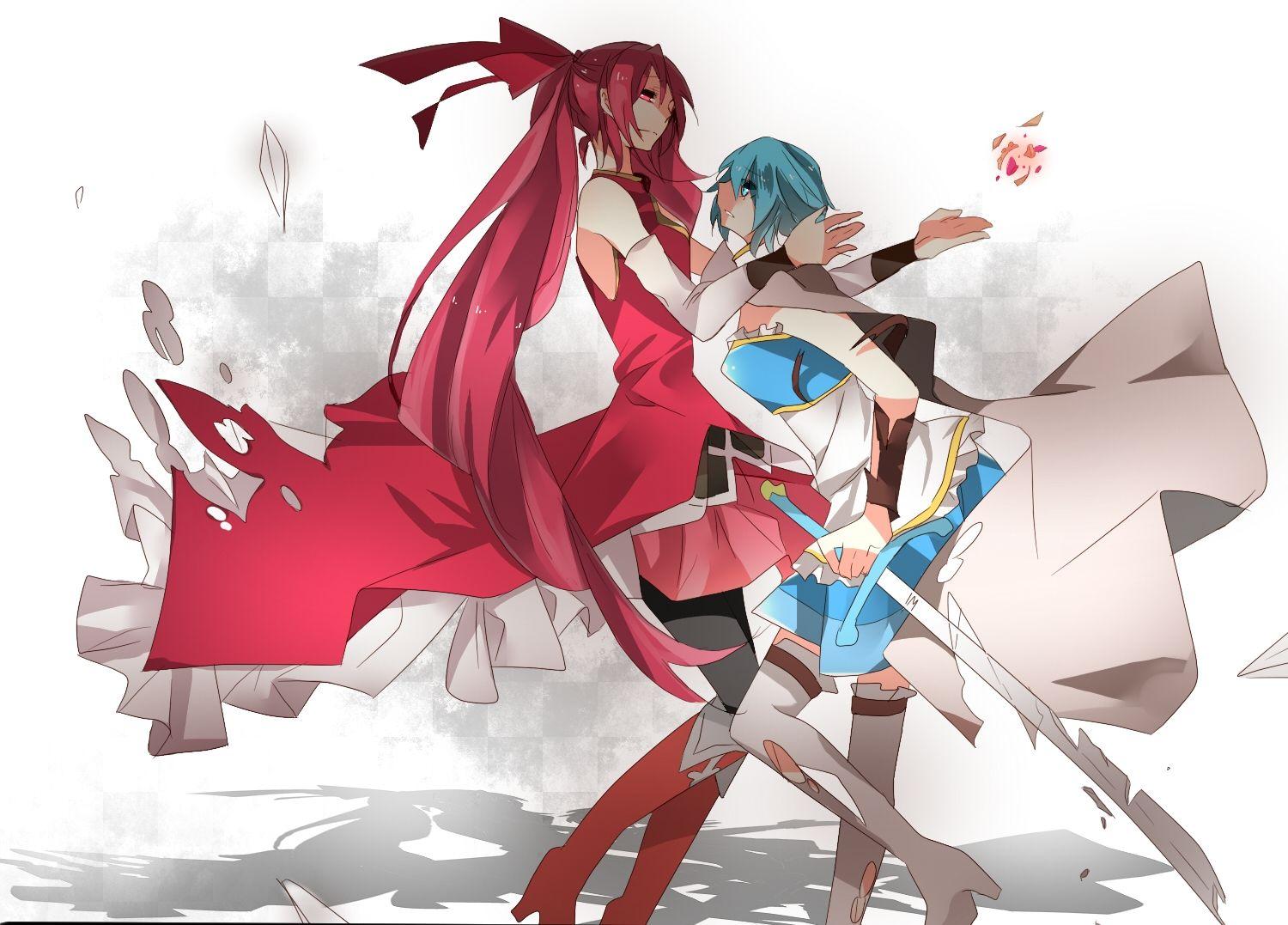 1500x1077 Download wallpaper from anime Puella Magi Madoka Magica with tags: MacBook Pro, Kyōko Sakura, Sayaka Miki