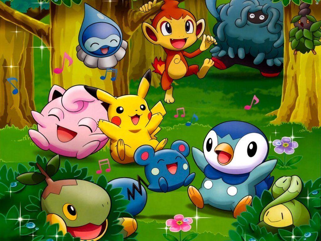 1024x768 Piplup And Friends Have A Good Day Wallpaper & Background Download