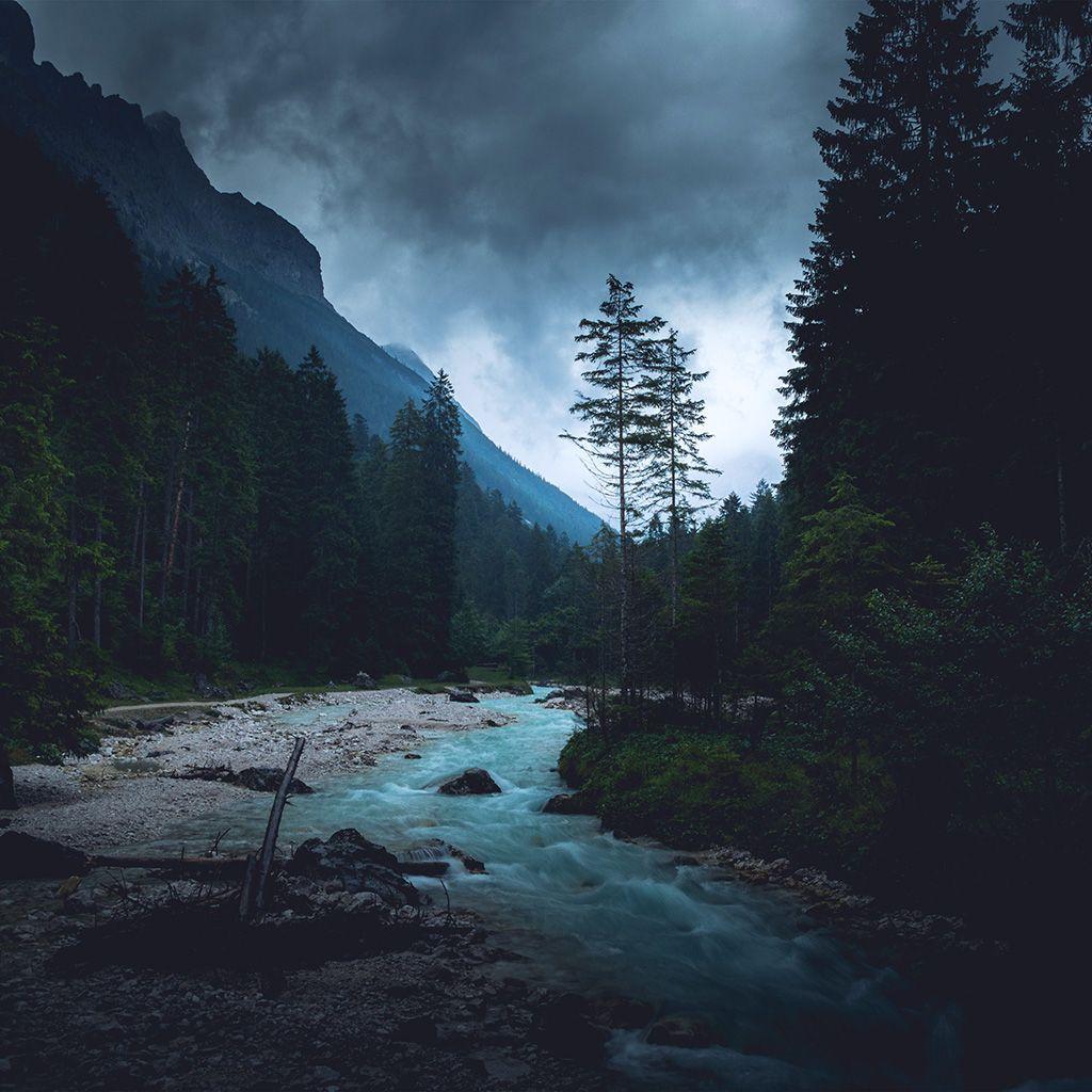 1024x1024 Mountain Wood Night Dark River Nature Blue #scenery #dark #night #nature #river #mountain #woods. Фотографии природы, Пейзажи, Живописные пейзажи