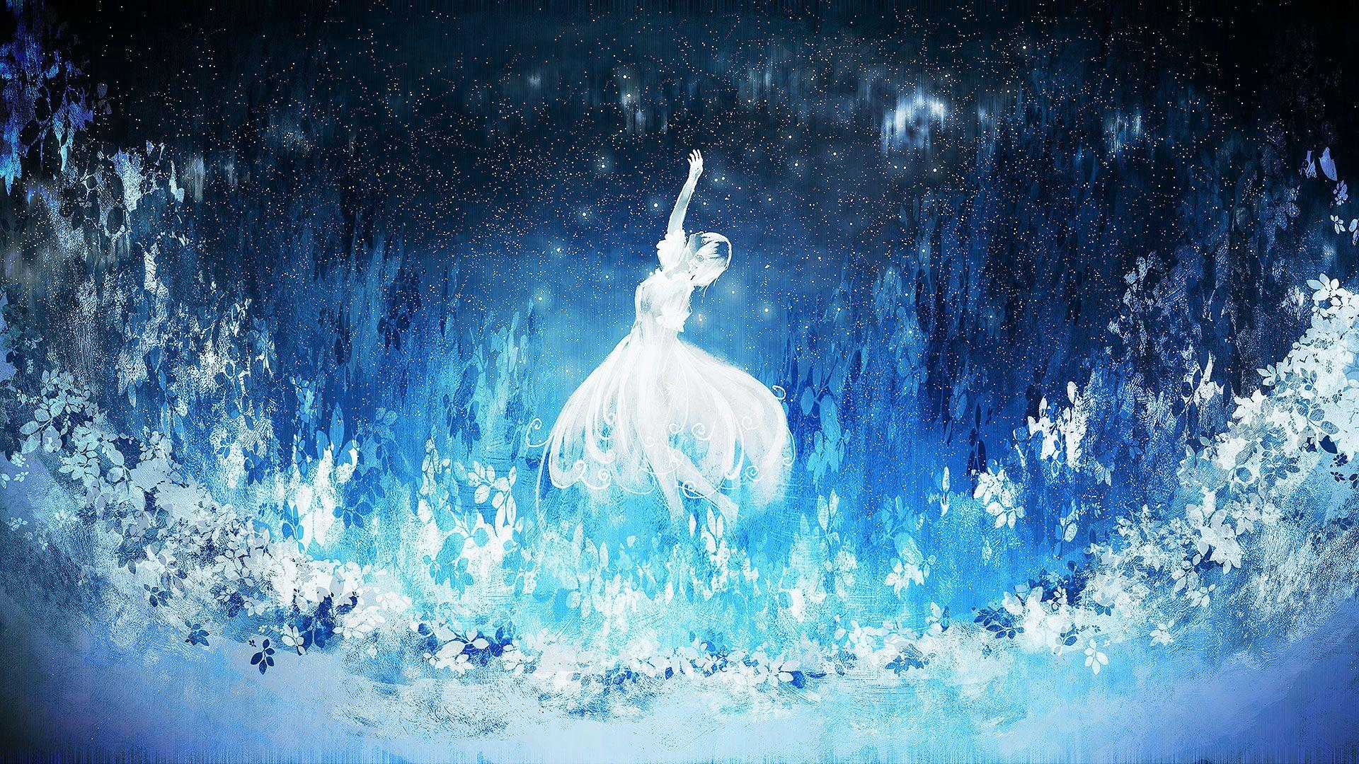 1920x1080 Anime Girl, White And Blue, Polychromatic, Dress HD Wallpaper