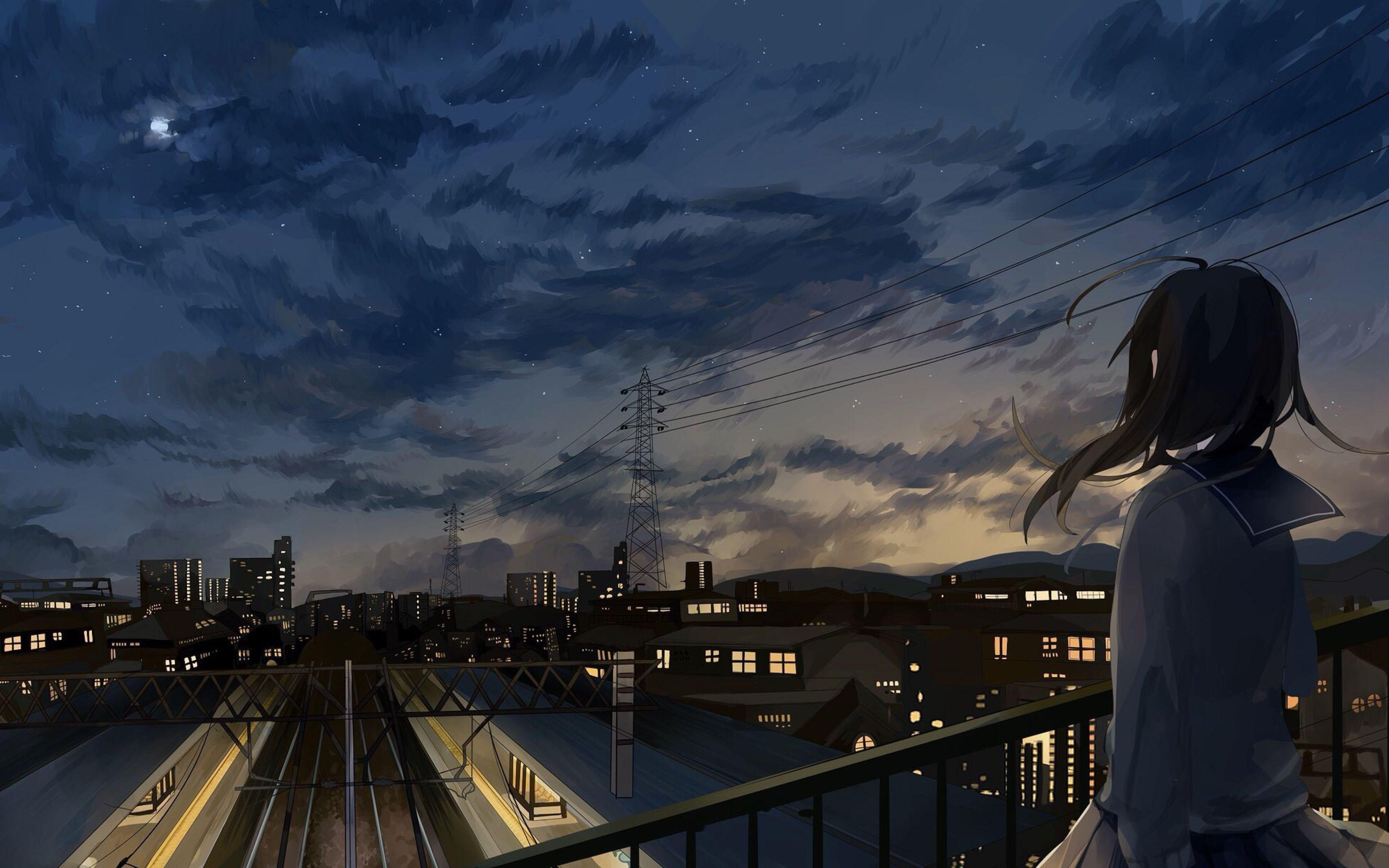 3840x2400 Anime City Wallpaper 4k