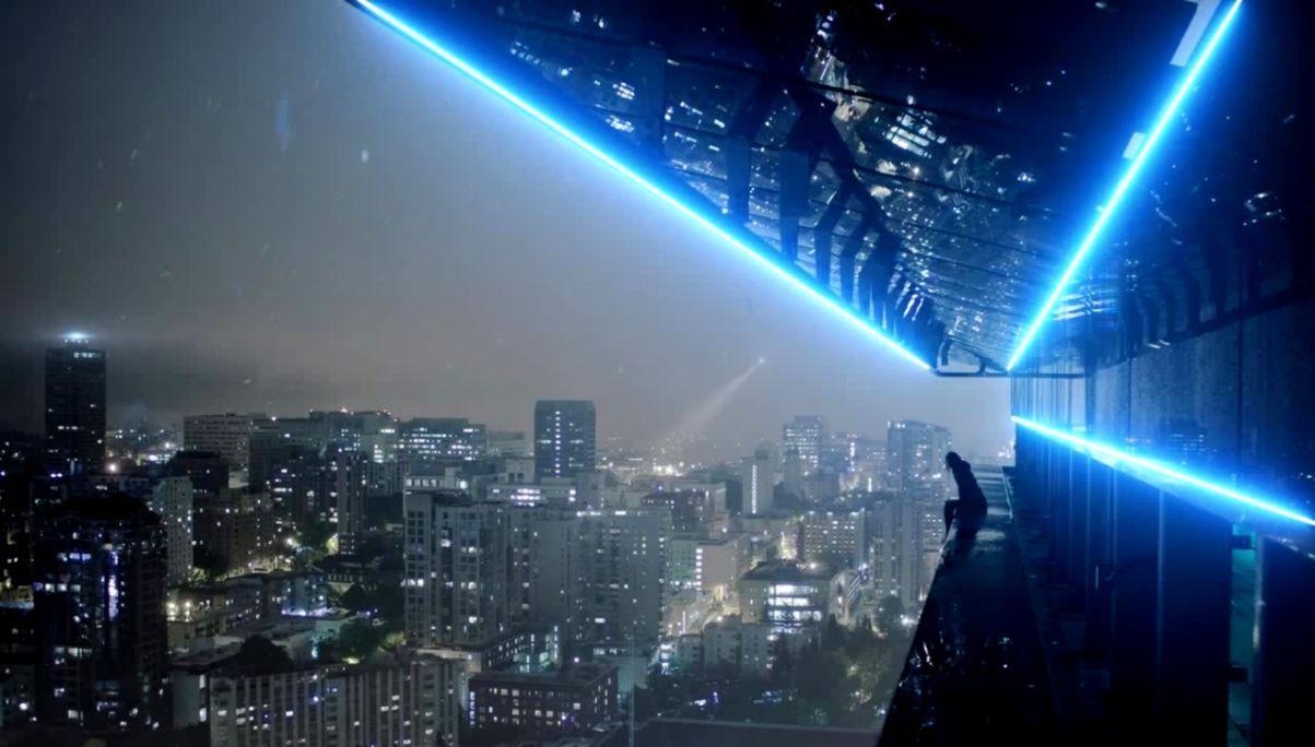 1203x684 City Rooftop Background Night Anime