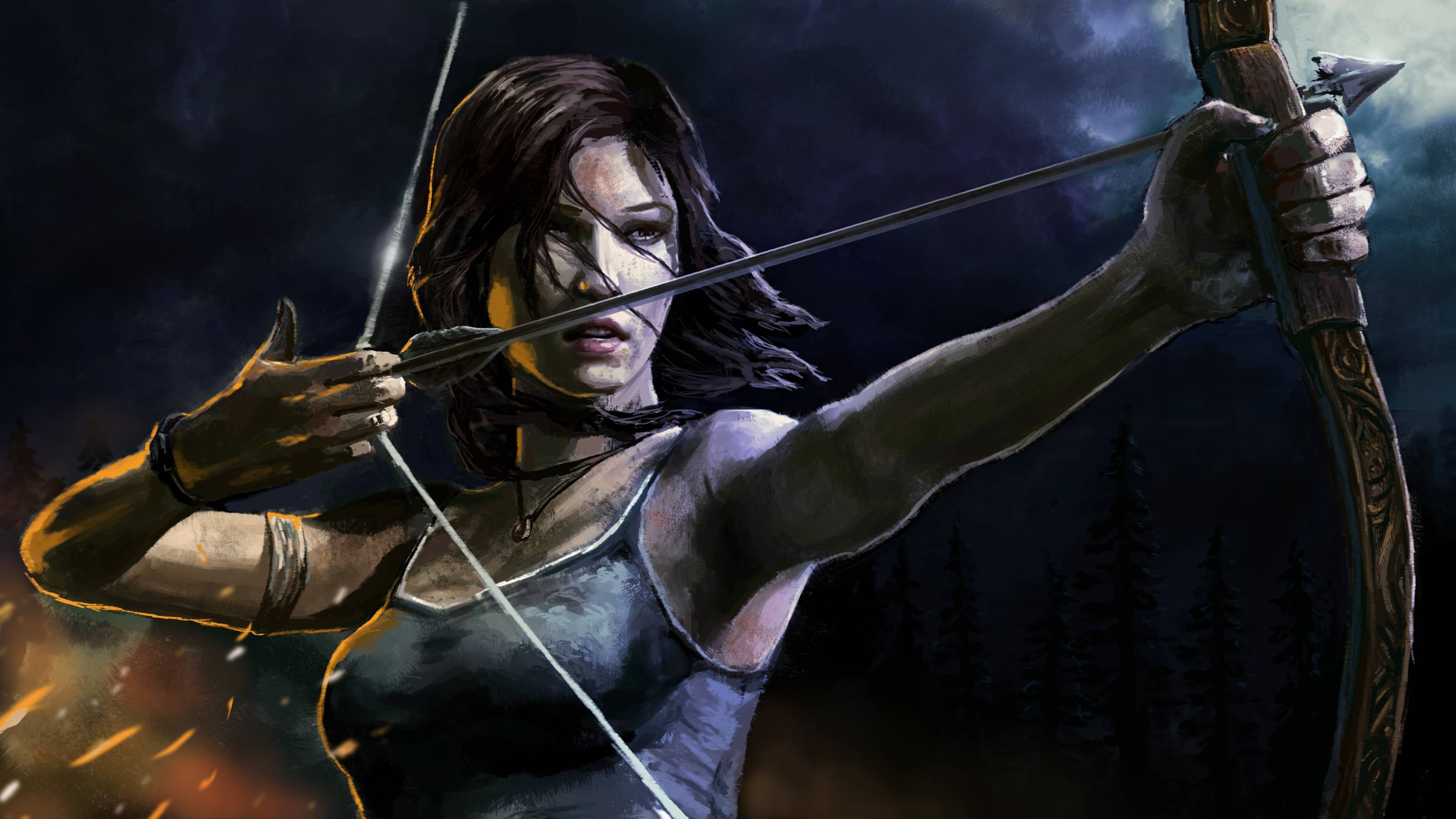 3840x2160 Croft Tomb Raider Art Bow Arrow Wallpaper Background Of The Tomb Raider HD 1080p HD Wallpaper