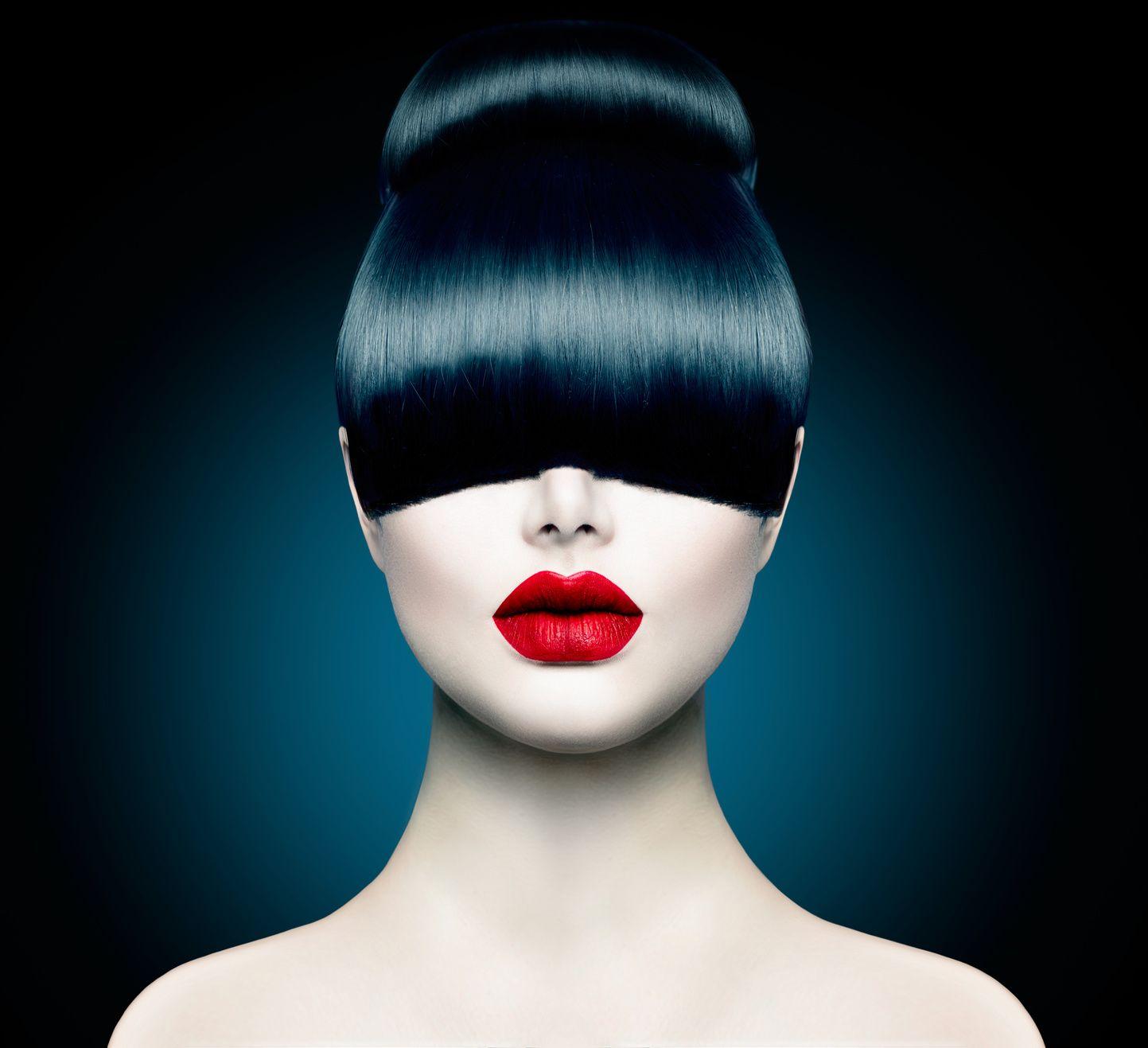 1443x1317 High Fashion Model Girl Portrait With Trendy Fringe