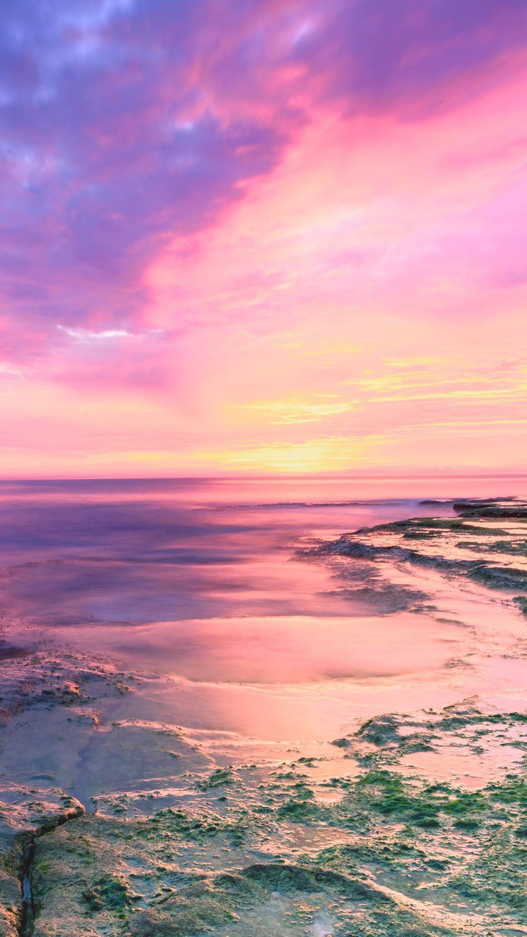 1080x1920 Sunset Pretty Beach Wallpaper