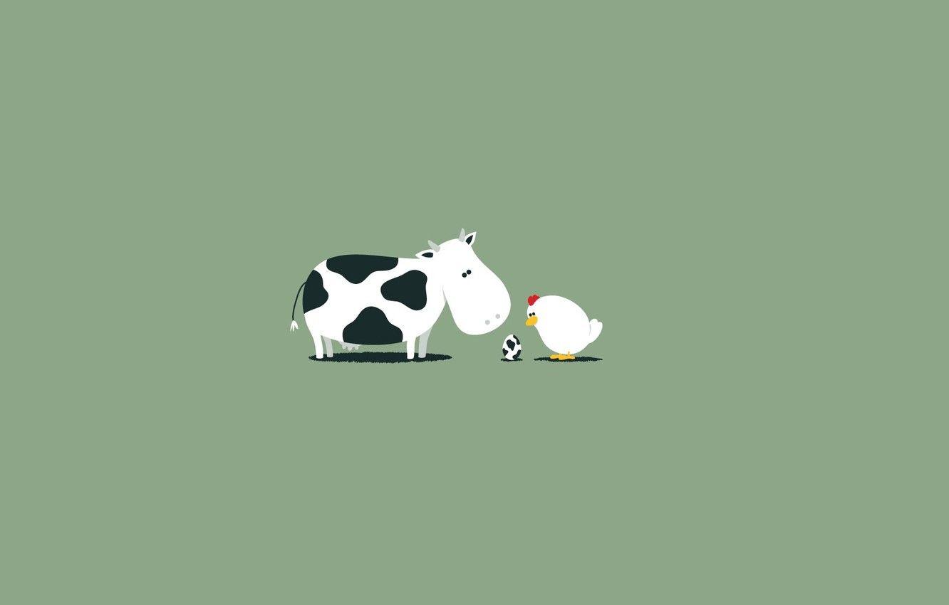 1332x850 Wallpaper egg, cow, Minimalism, chicken image for desktop, section минимализм
