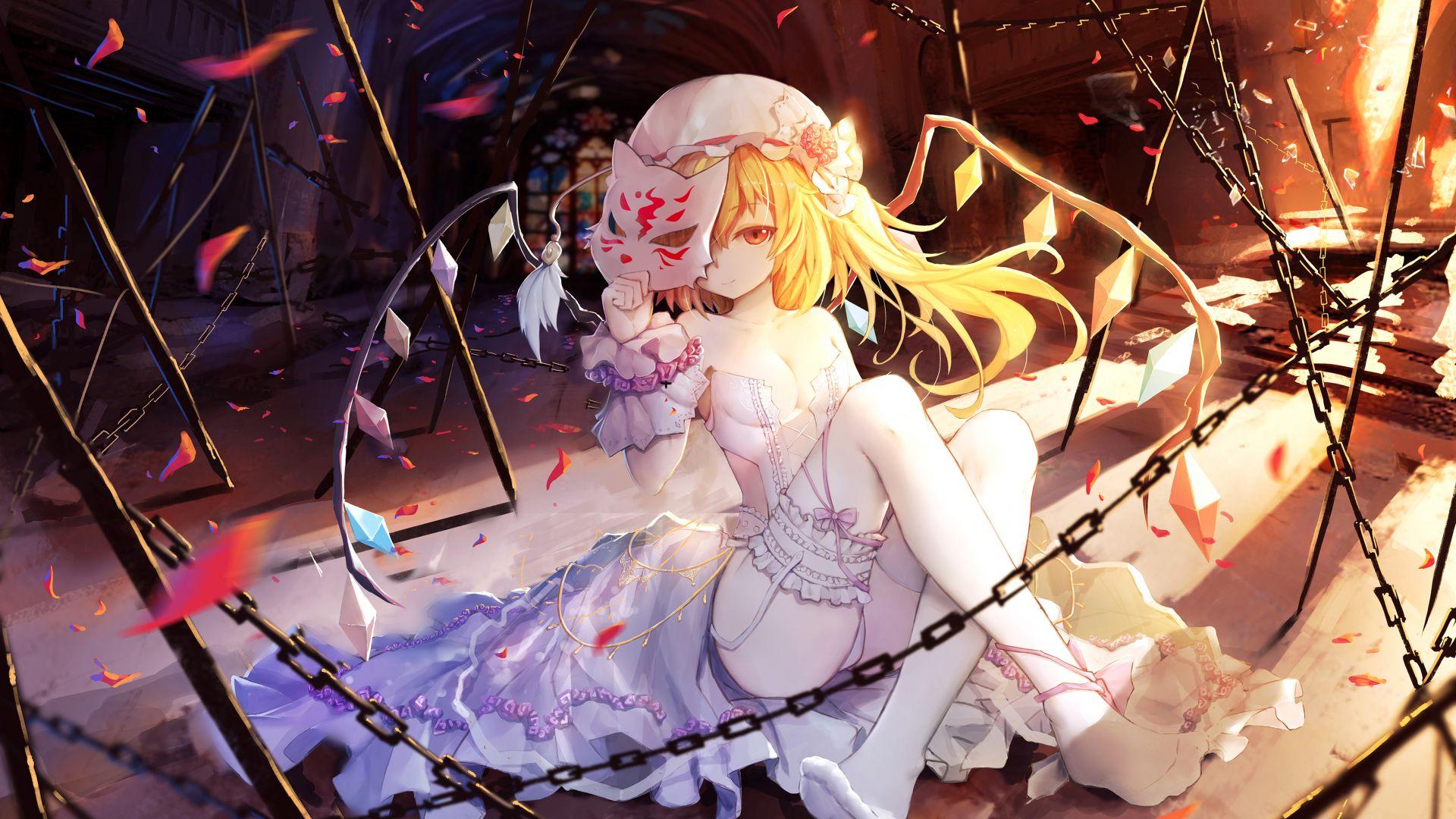 1920x1080 Download 1920x1080 wallpaper flandre scarlet, touhou, anime girl, wedding dress, full hd, hdtv, fhd, 1080p, 1920x1080 HD image, background, 595