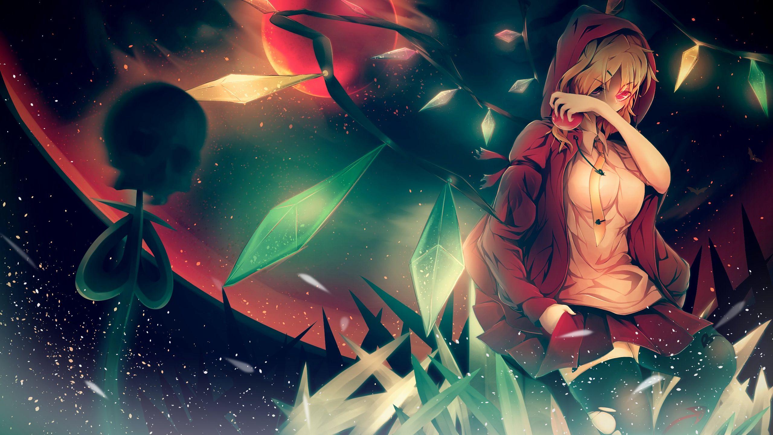 2560x1440 anime, Red Eyes, Blonde, Anime Girls, Touhou, Flandre Scarlet Wallpaper HD / Desktop and Mobile Background