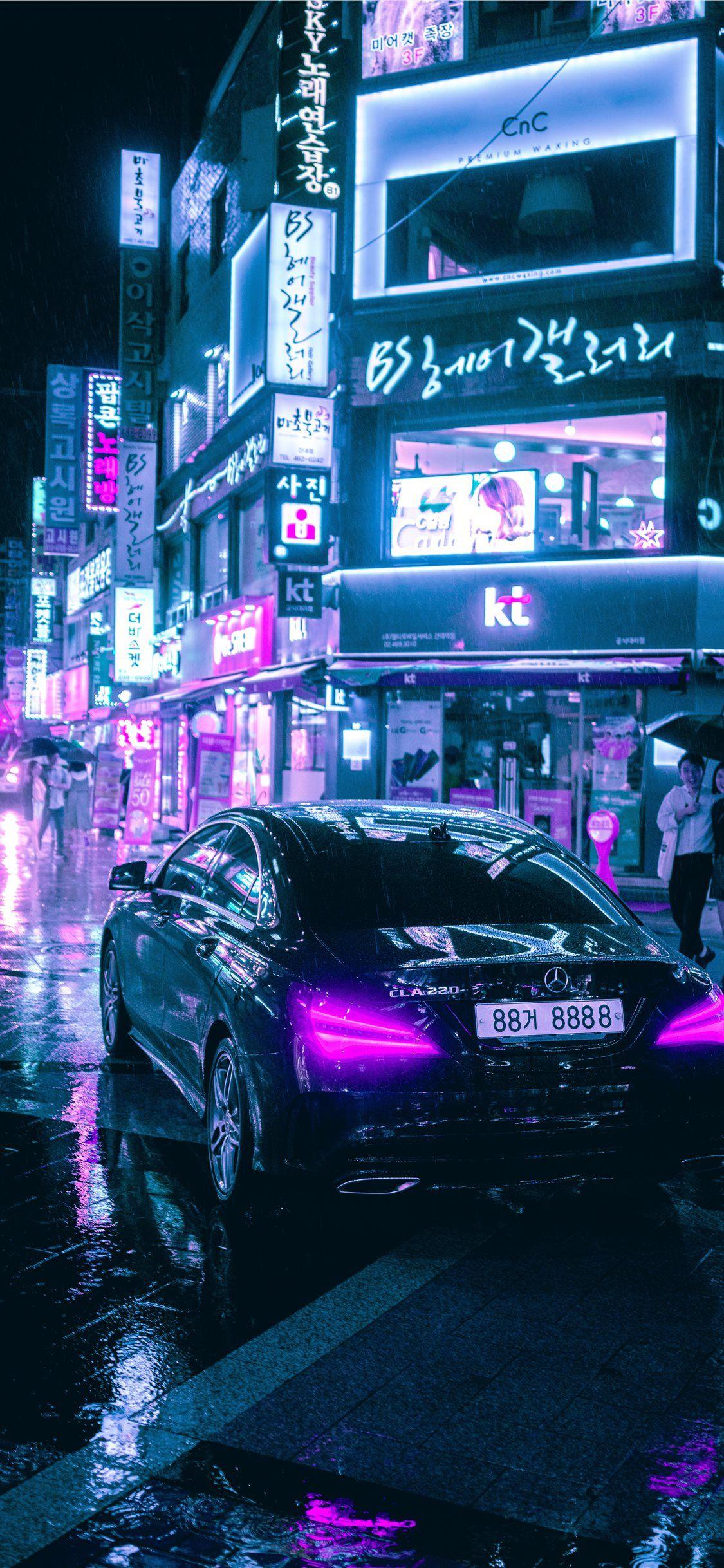 1125x2436 Cyberpunk Seoul iPhone X Wallpaper Free Download