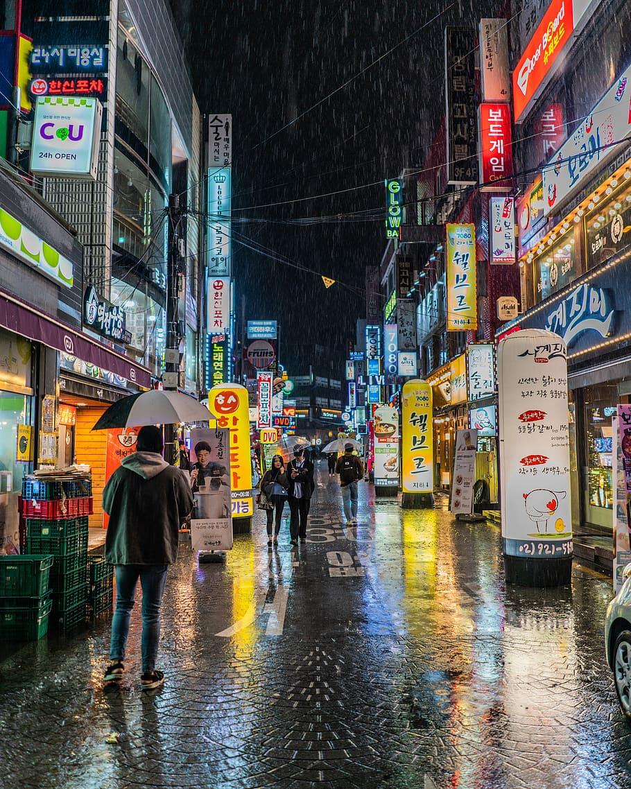 910x1138 Streets, Neon, Cyberpunk, Seoul, Korea, Night, City, HD Wallpaper