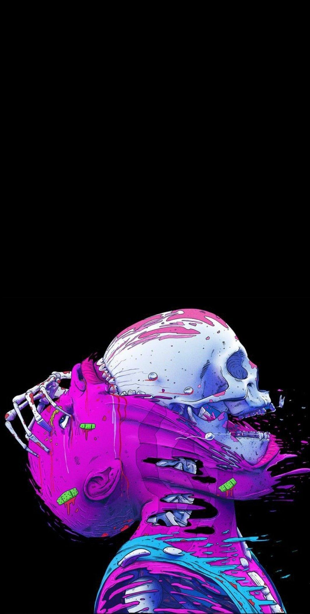 1064x2101 Wallpaper. Skull wallpaper, Pop art wallpaper, Art wallpaper