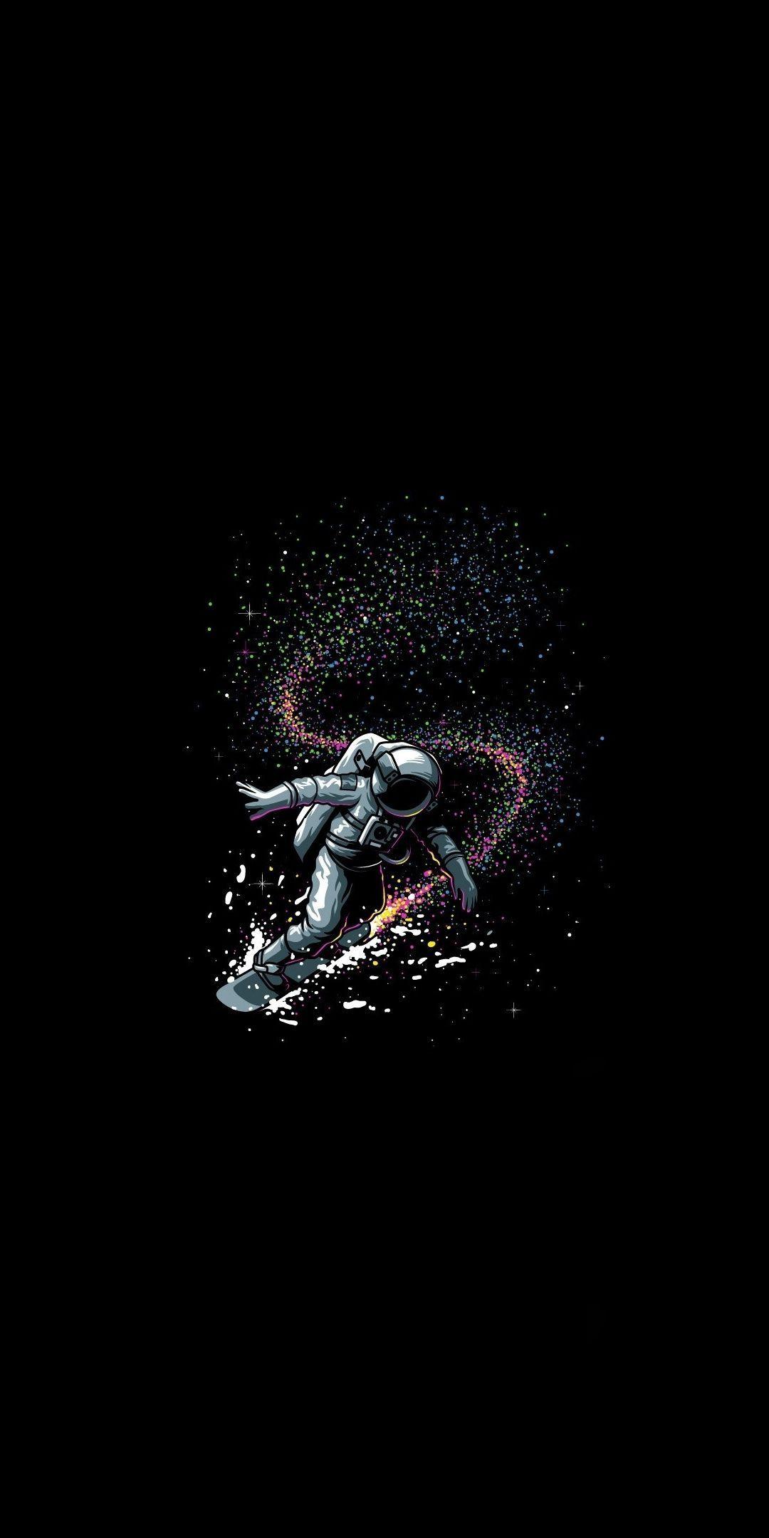 1080x2160 Astronaut, dark, artwork, minimal Wallpaper. Lukisan galaksi, Seni murni, Foto langit malam