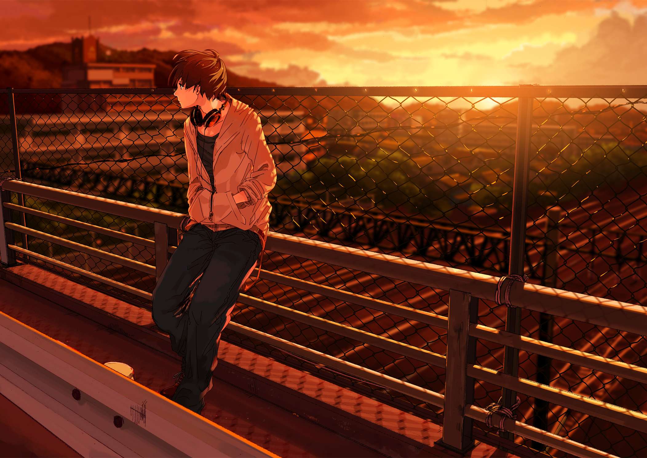 2104x1488 Alone Anime Boy Wallpaper HD