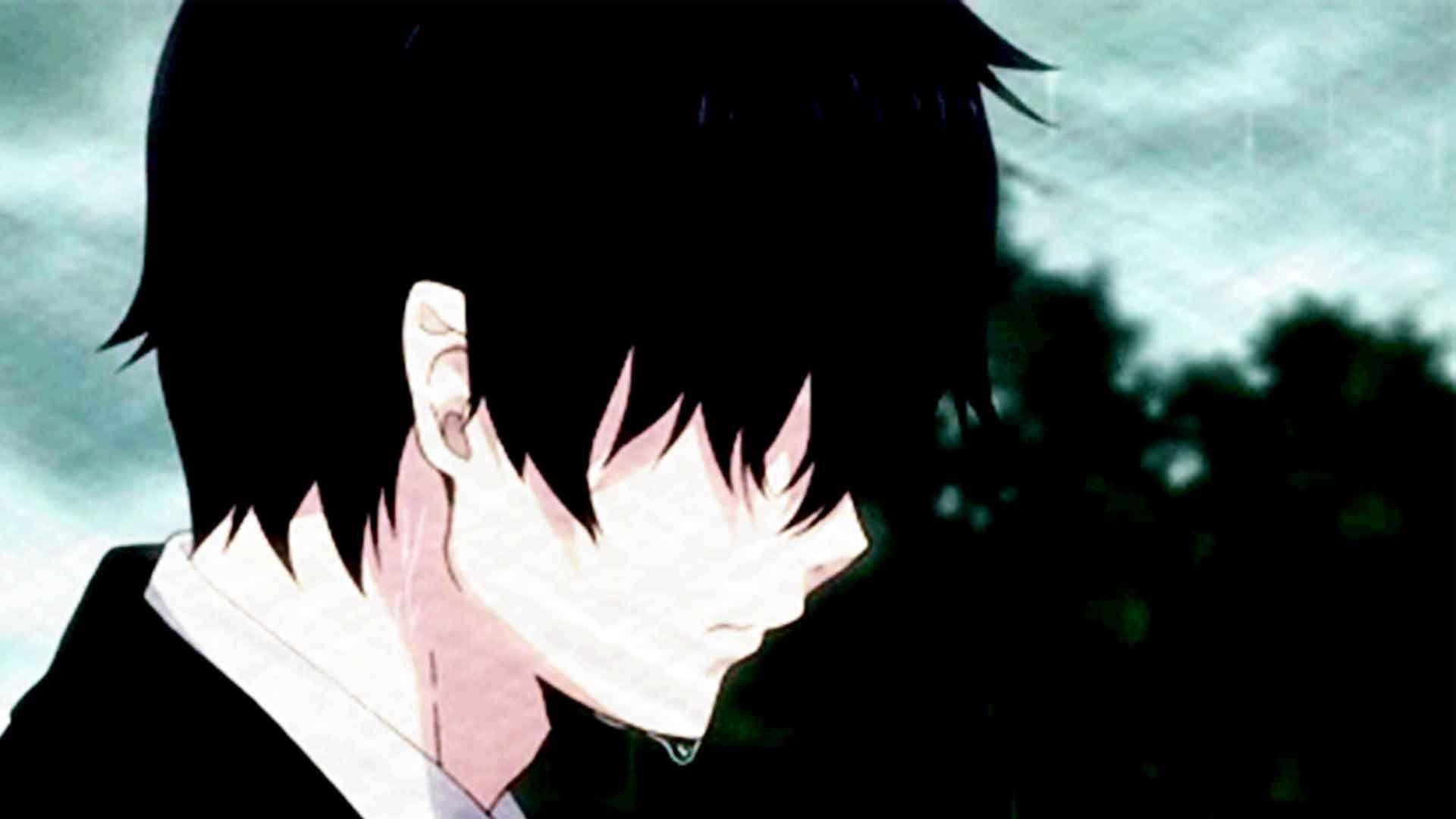 depressed anime boy crying