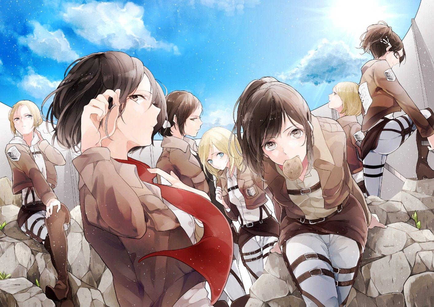 1414x1000 Annie Leonhart, Hange Zoe, Krista, Sasha, Attack on Titan, Girls phone HD Wallpaper, Image, Background, Photo and Picture