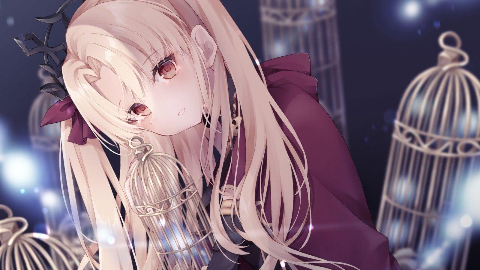 1600x900 Download 1600x900 Ereshkigal, Fate Grand Order, Bird Cages, Blonde, Crying, Tears Wallpaper
