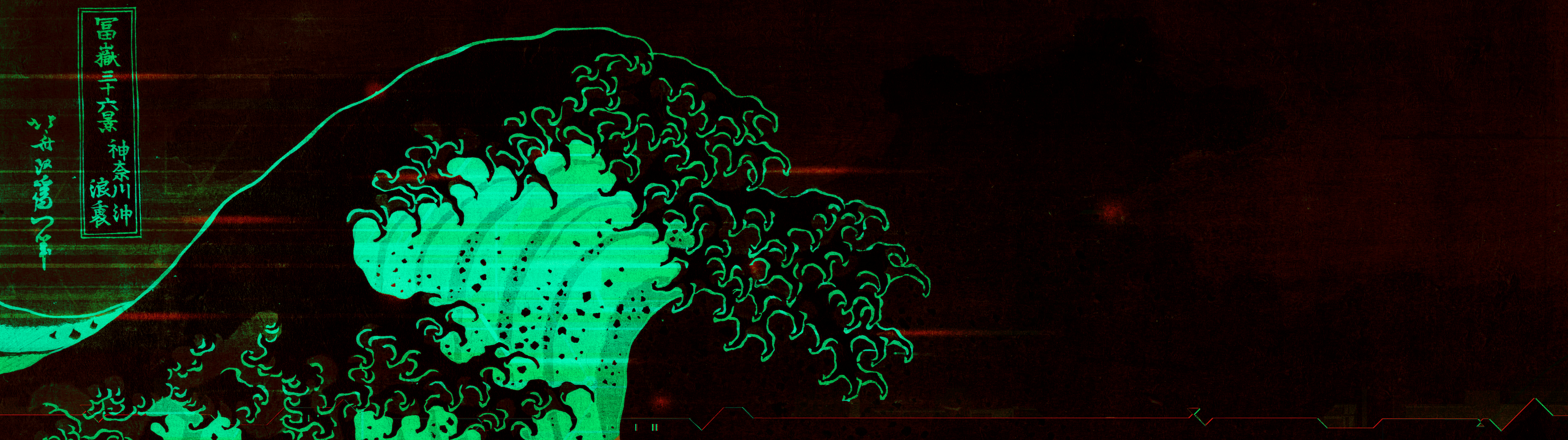3840x1080 My The Great Wave off Cyberpunkawa [3840x1080]