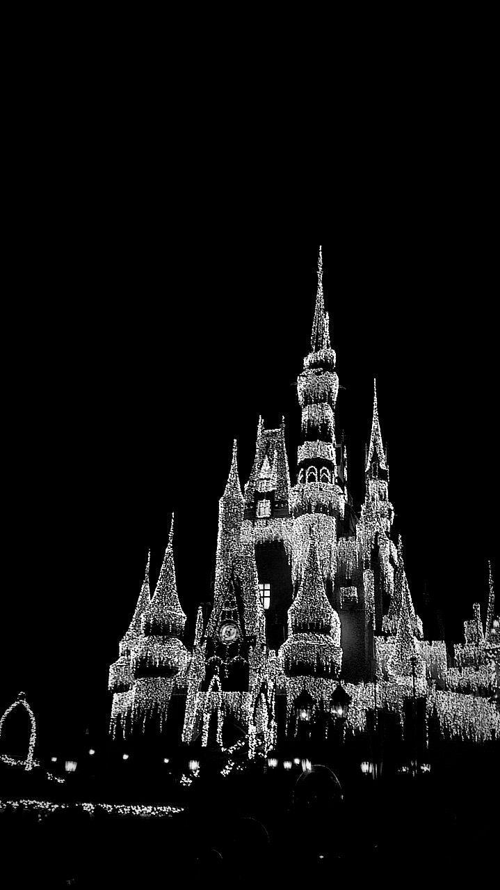 719x1278 Disney Castle Wallpaper Black And White